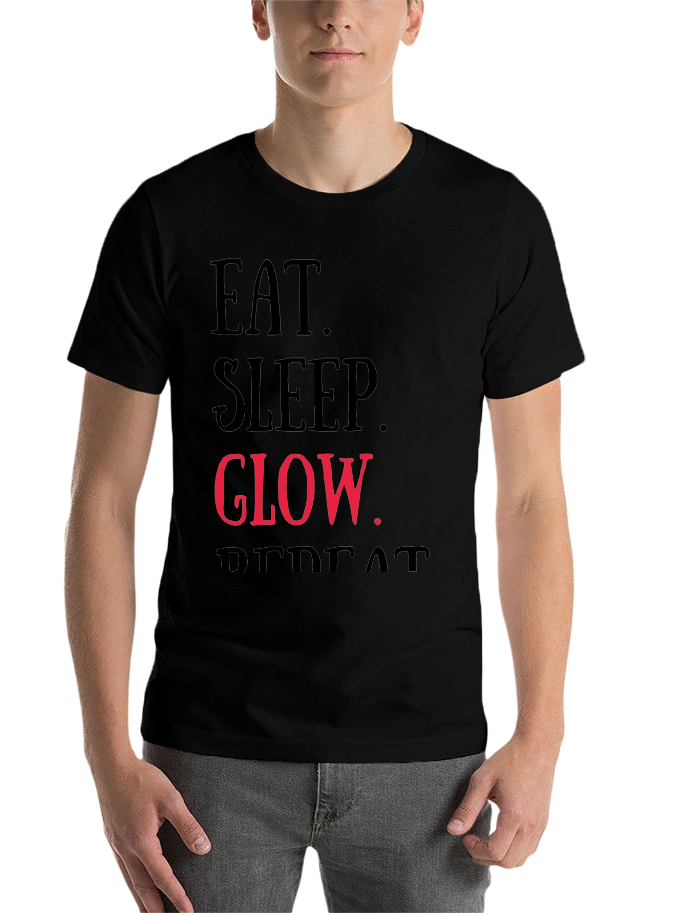 Black Eat, Sleep, Glow, Repeat Graphic T-Shirt view 7