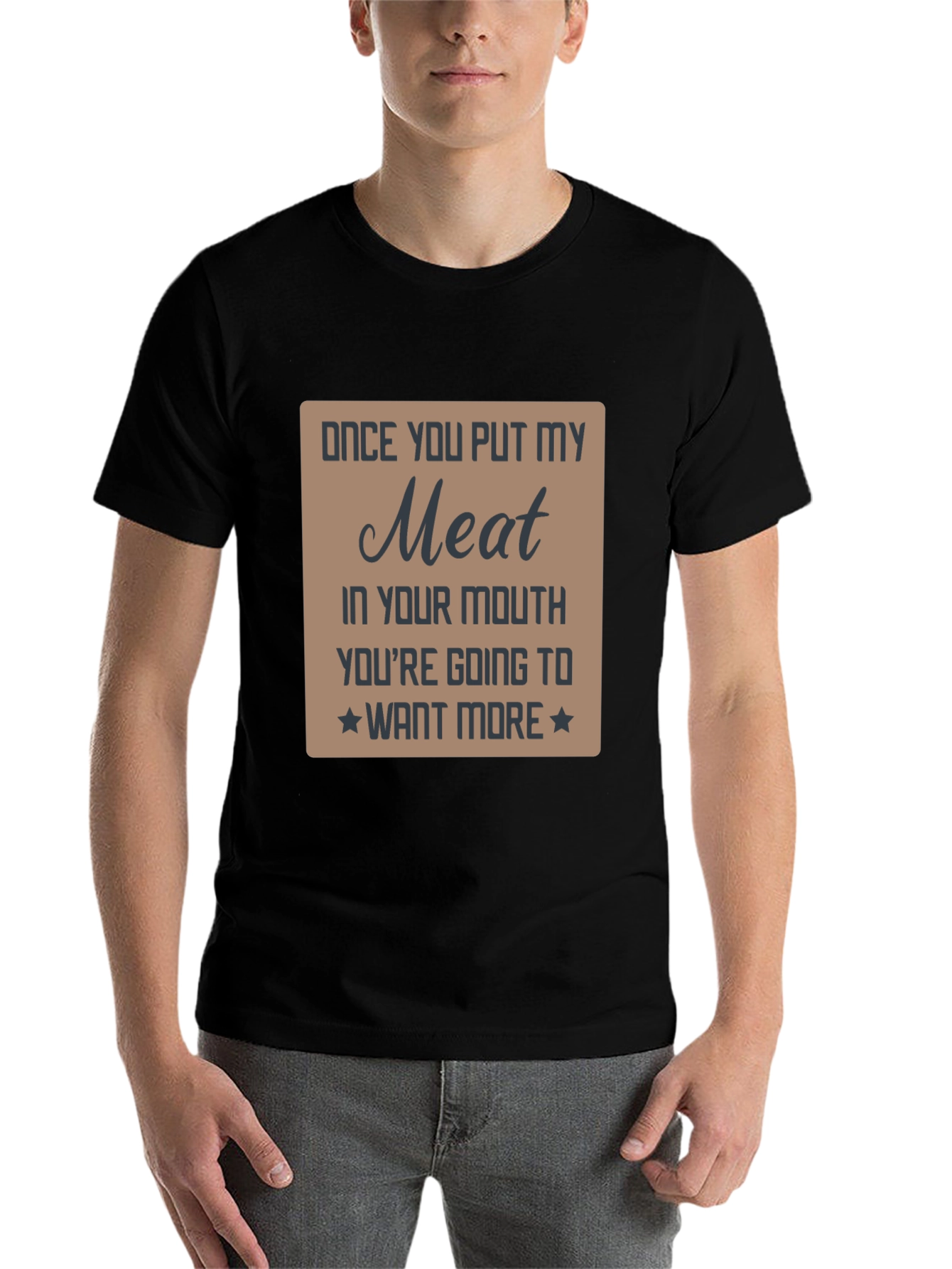 Black Funny "Meat" Graphic Novelty T-Shirt view 7