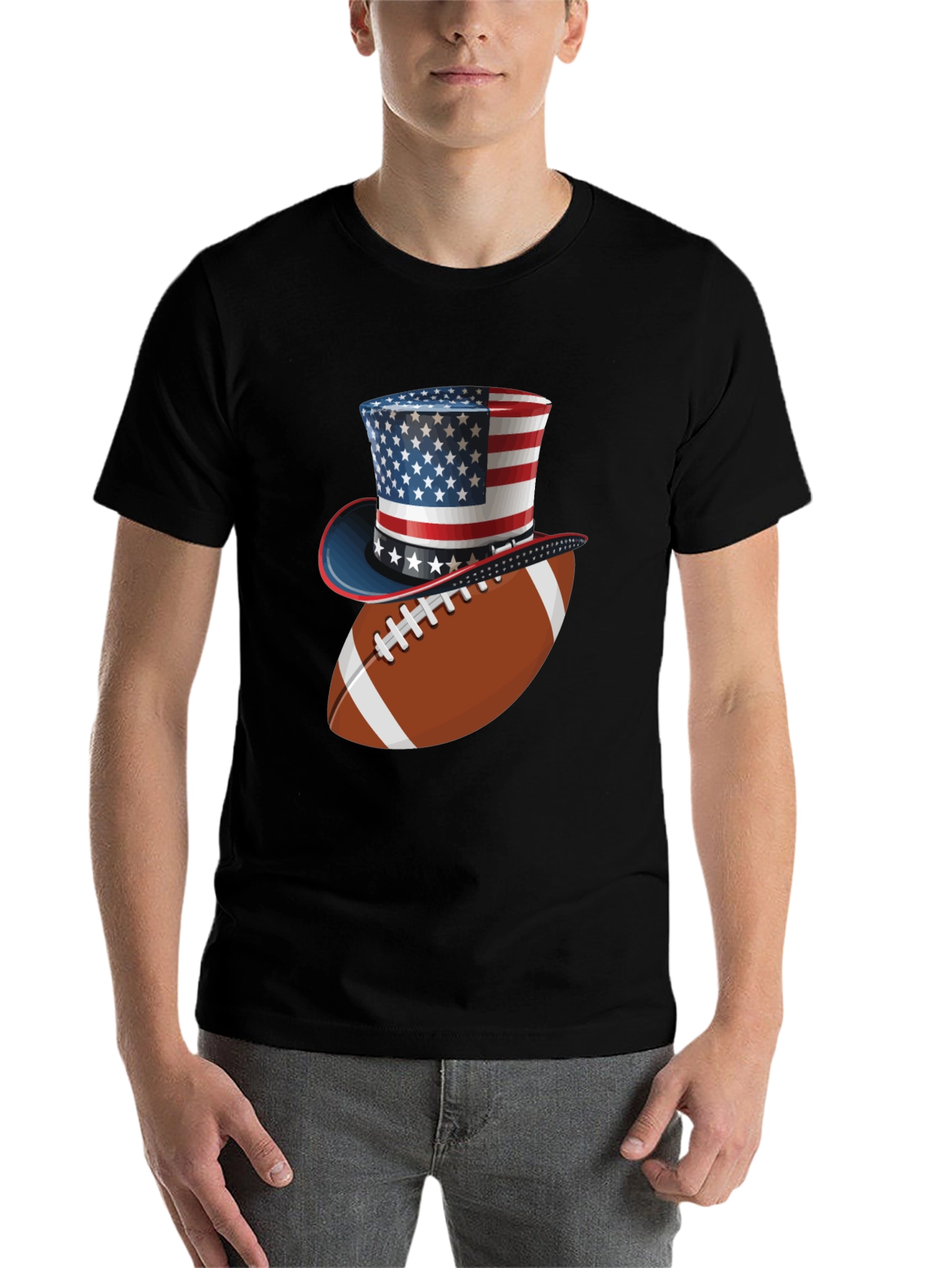 Black Patriotic Football T-Shirt - American Pride view 7