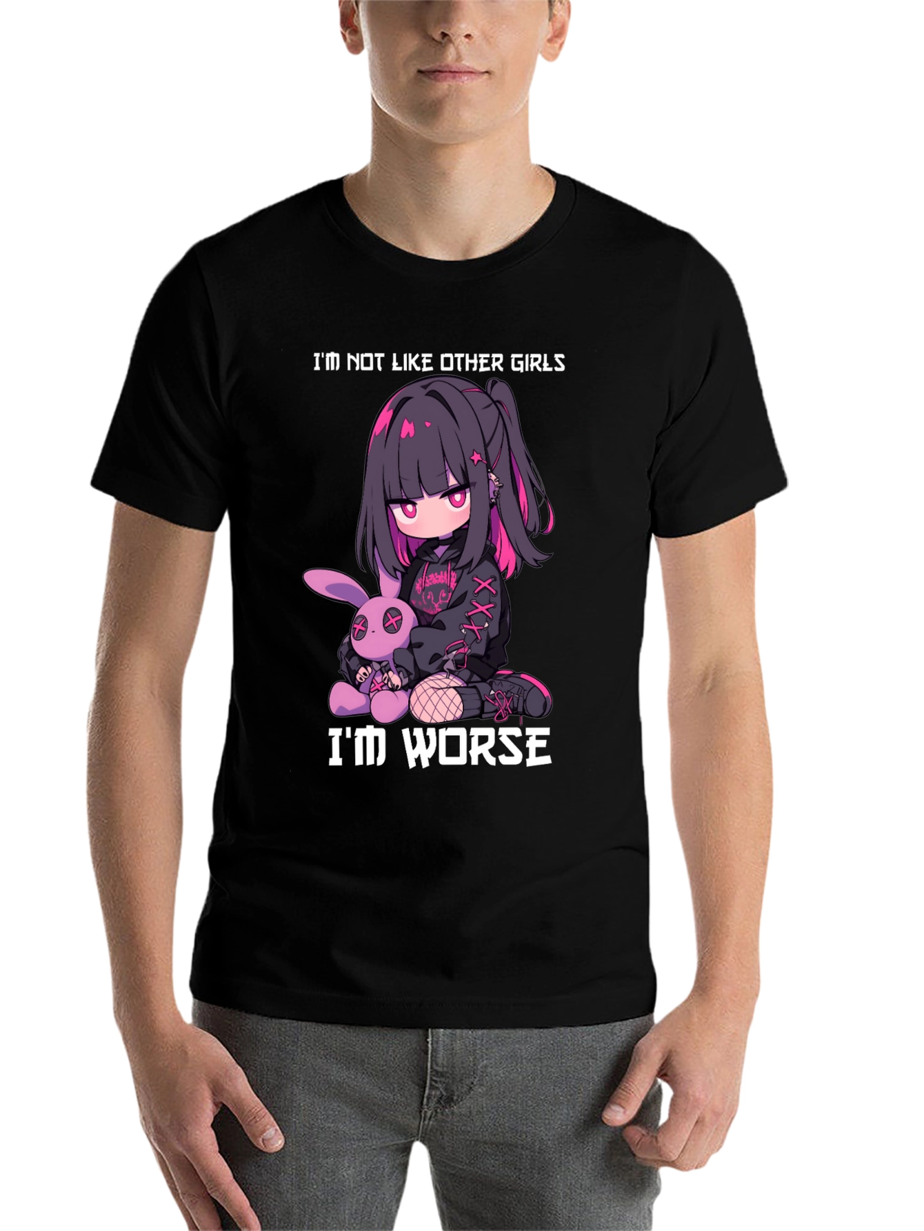 Black I'm Not Like Other Girls - Goth Anime T-Shirt view 7