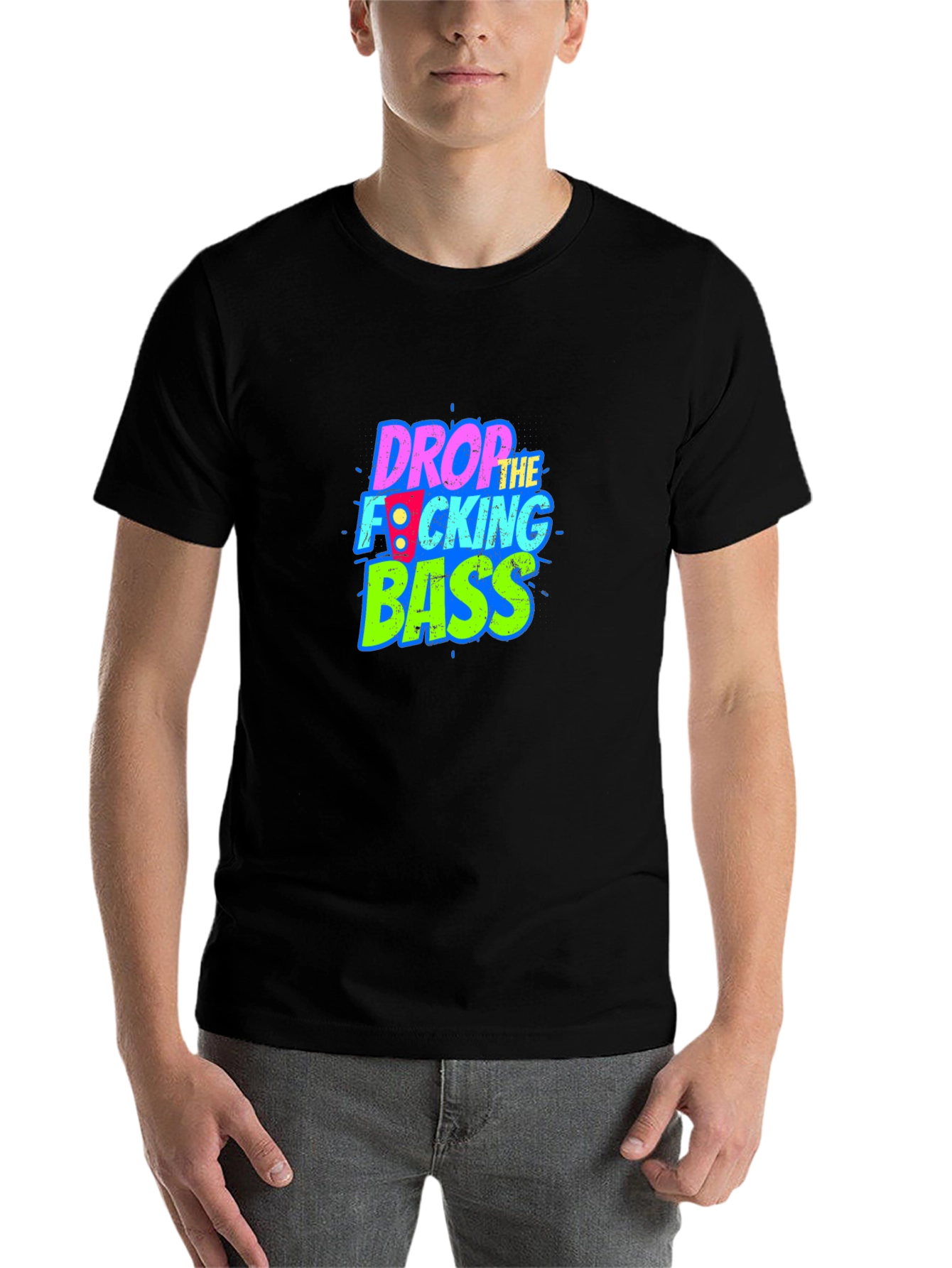 Black Drop the Bass Graphic Tee - Black Cotton Comfort view 7