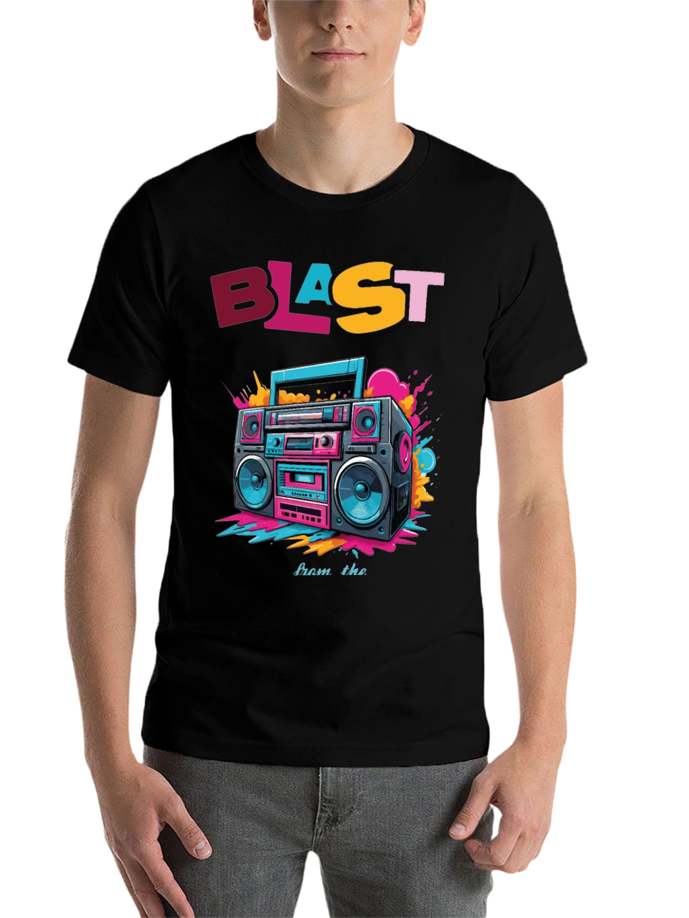 Black Retro Boombox Graphic Tee - Blast from the Past! view 7