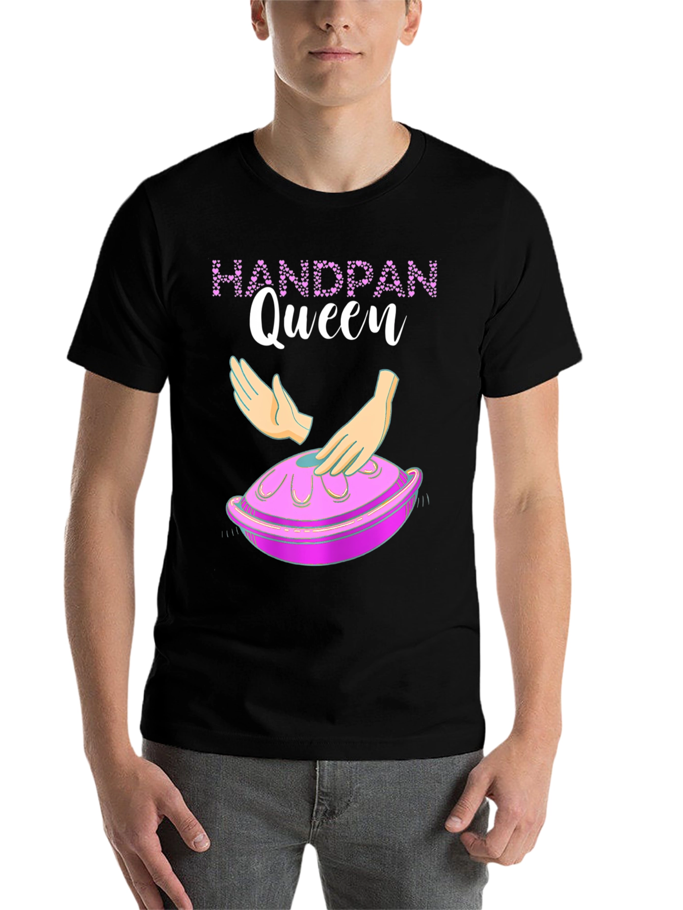Black Handpan Queen Graphic Tee - Musical Instrument T-Shirt view 7