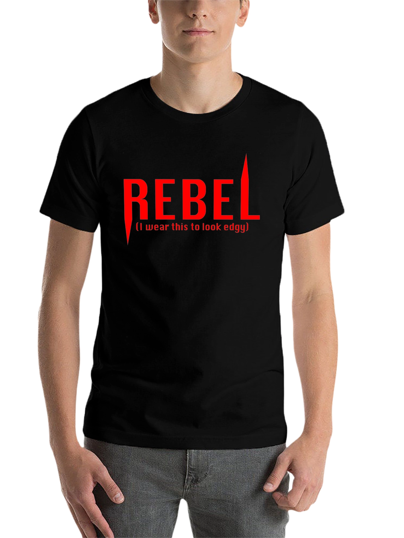 Black Edgy Rebel Graphic T-Shirt - Black Cotton Tee view 7