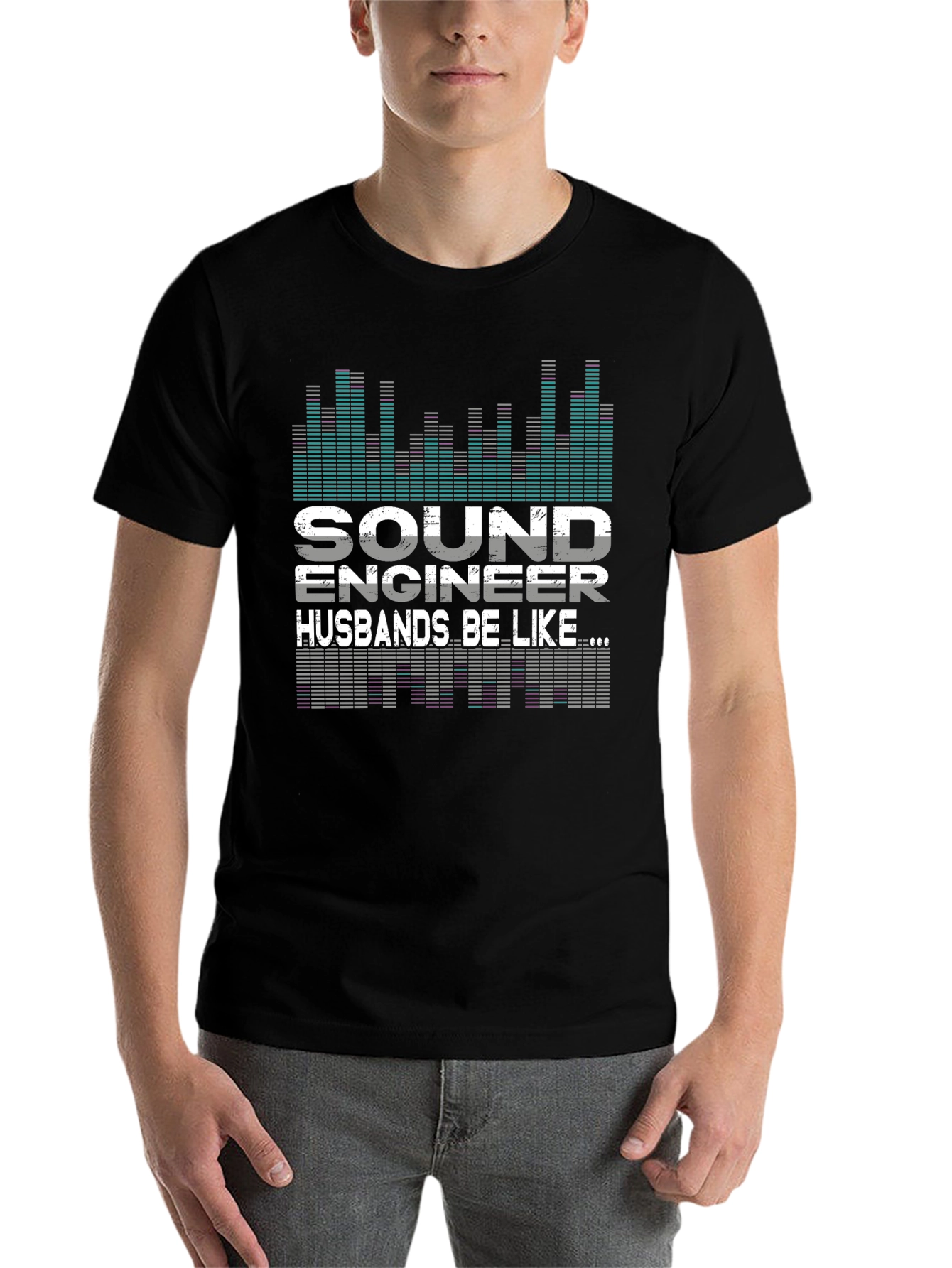 Black Sound Engineer Husband Graphic T-Shirt view 7