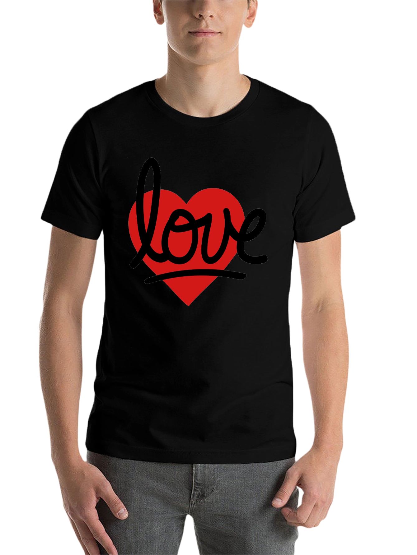 Black Love Heart Graphic Tee - Black view 7