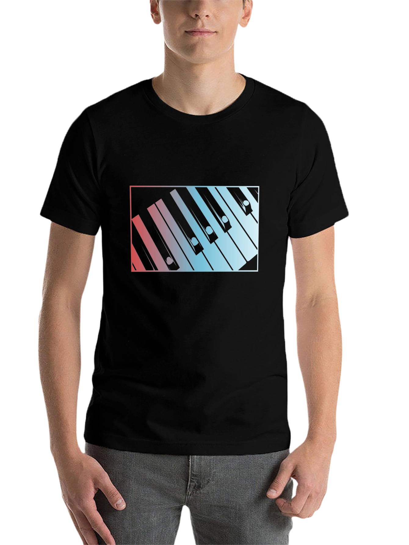 Black Piano Keys Graphic Tee - Music Lover Shirt view 7