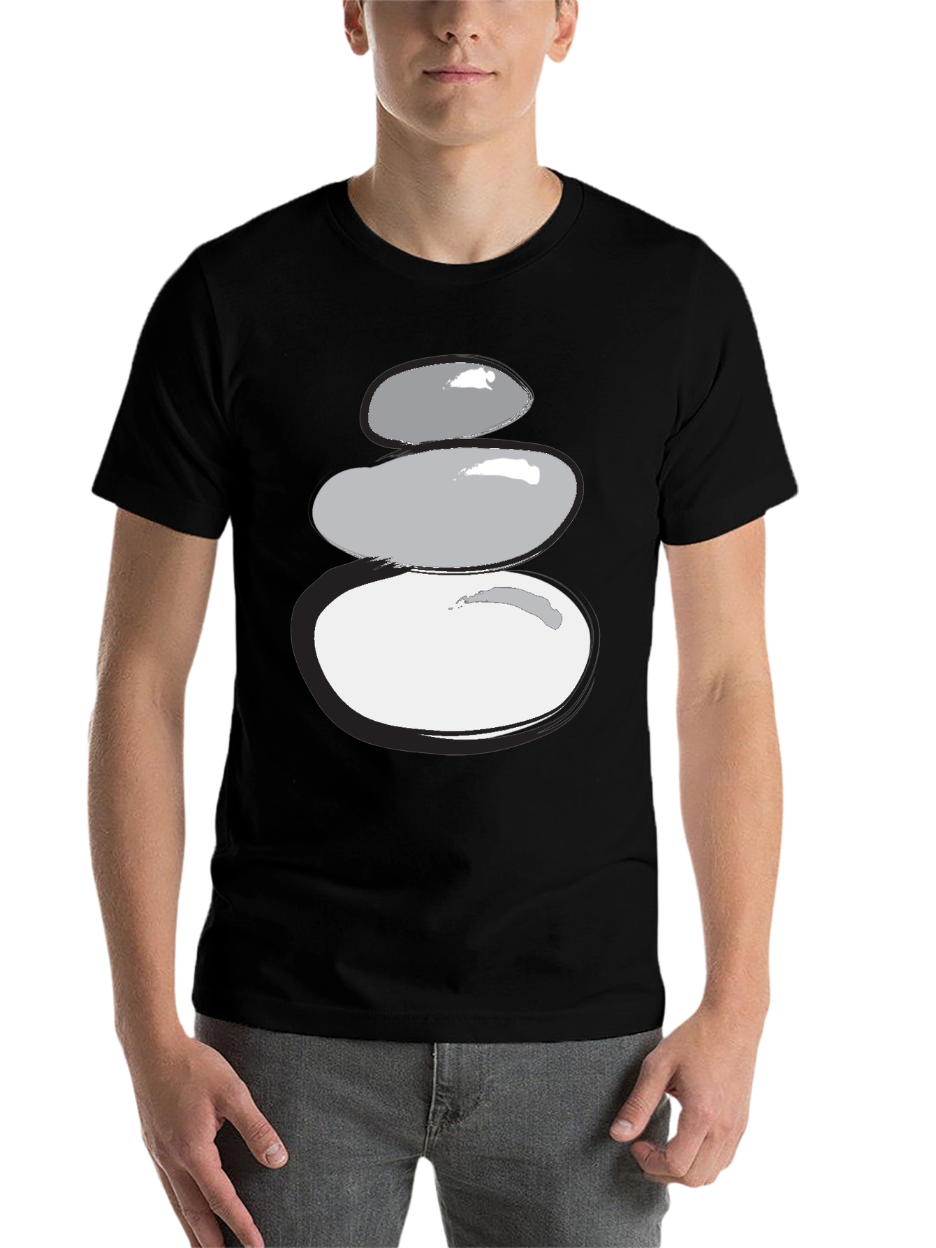 Black Stacked Stones Graphic Tee - Zen Style view 7