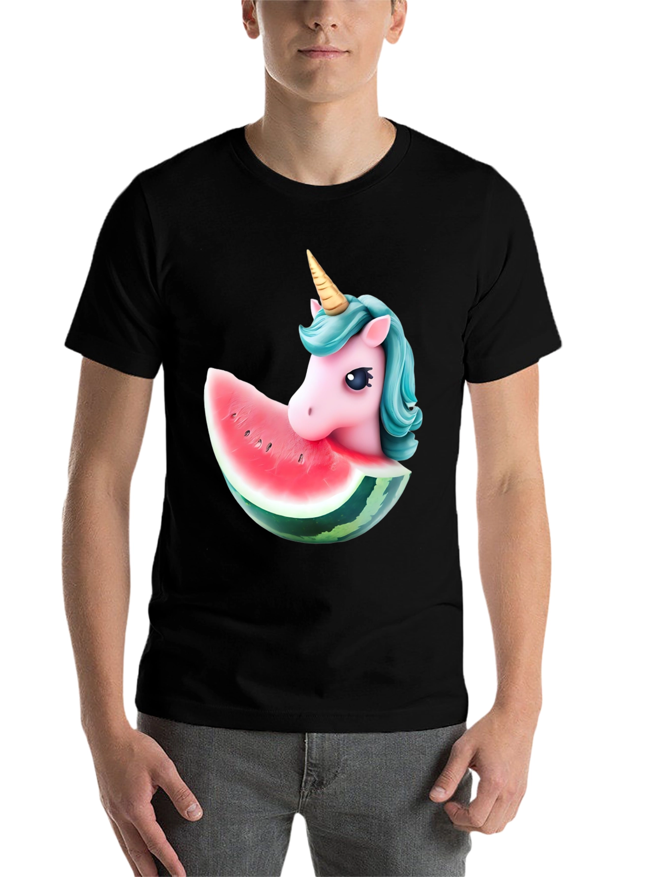 Black Unicorn Watermelon Graphic T-Shirt view 7