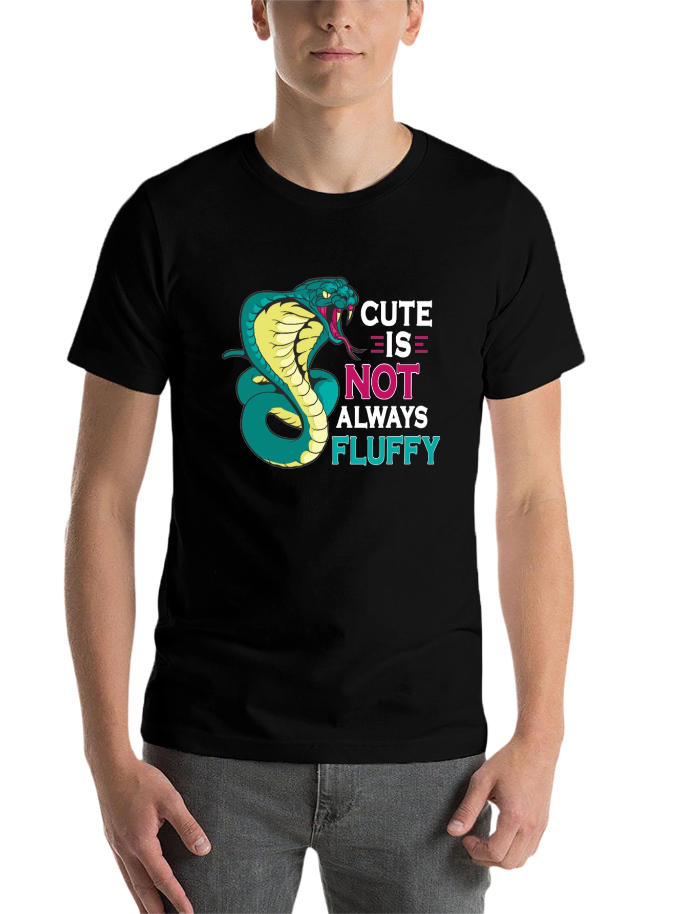 Black Cute Cobra Snake T-Shirt - Funny Graphic Tee view 7
