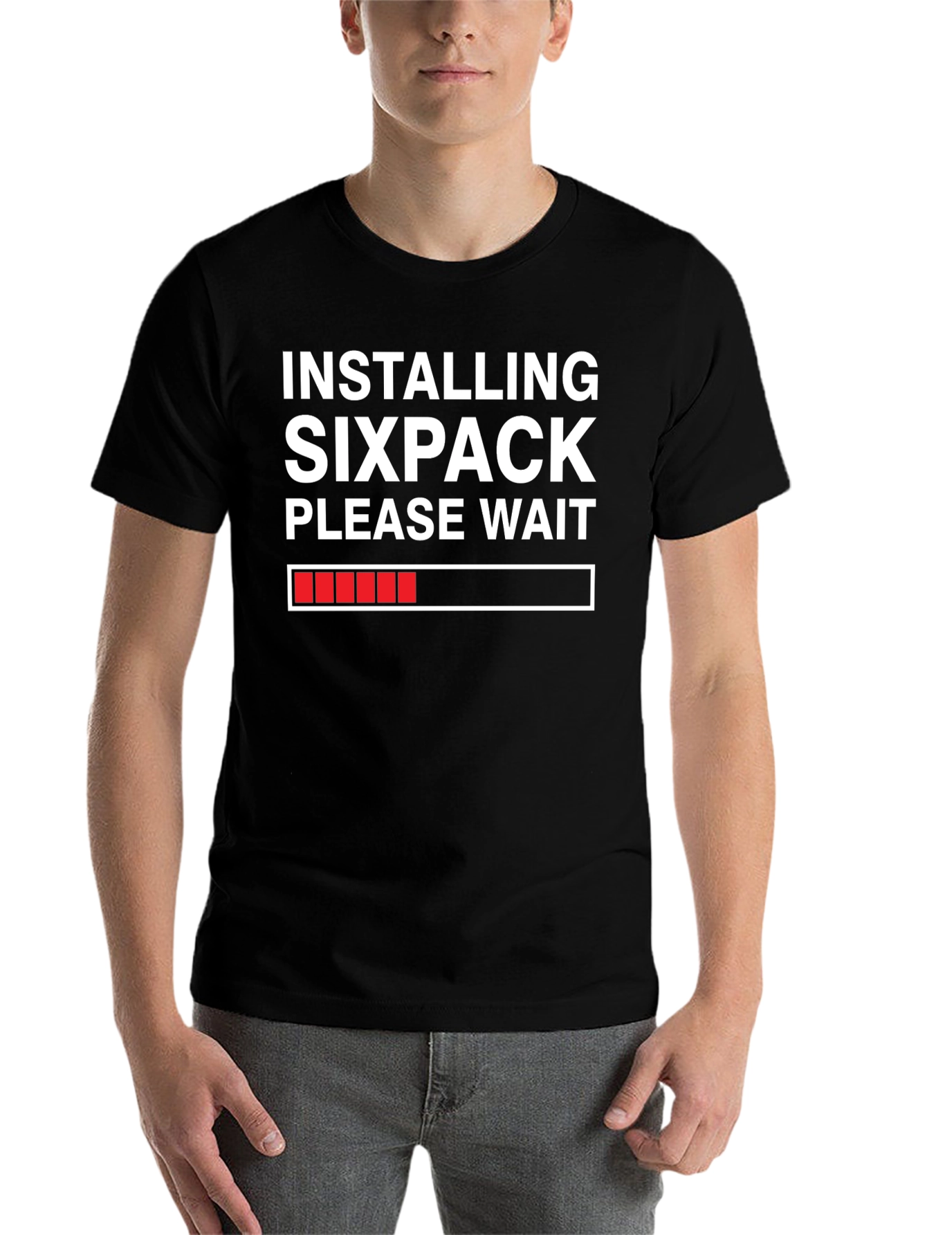 Black Installing Sixpack T-Shirt - Funny Gym Workout Tee view 7
