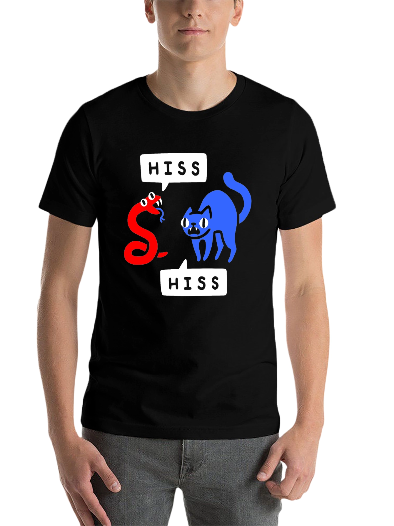 Black Hiss-terical Cat & Snake Graphic Tee view 7