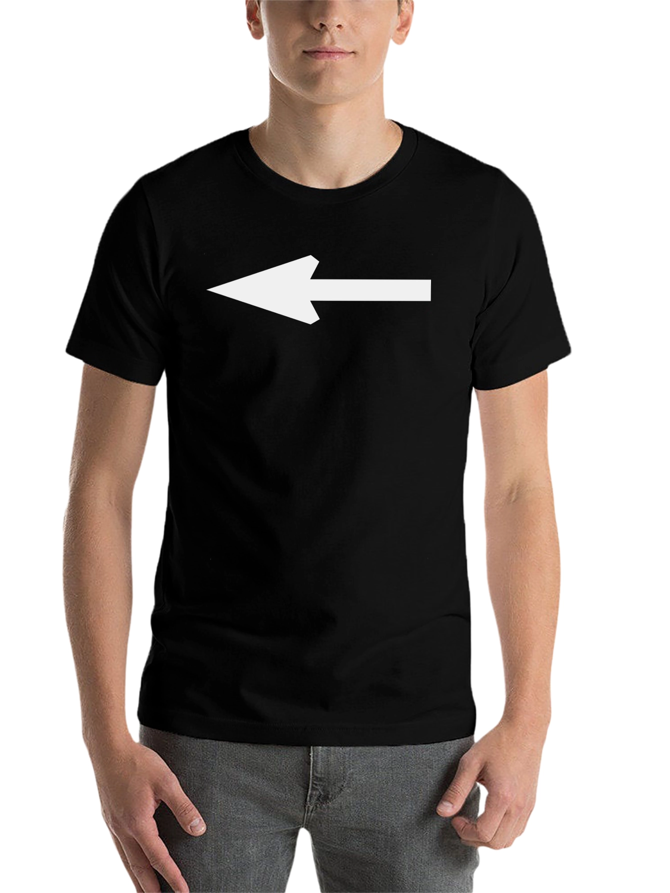 Black Left Arrow Graphic Tee - Black Cotton Casual Shirt view 7