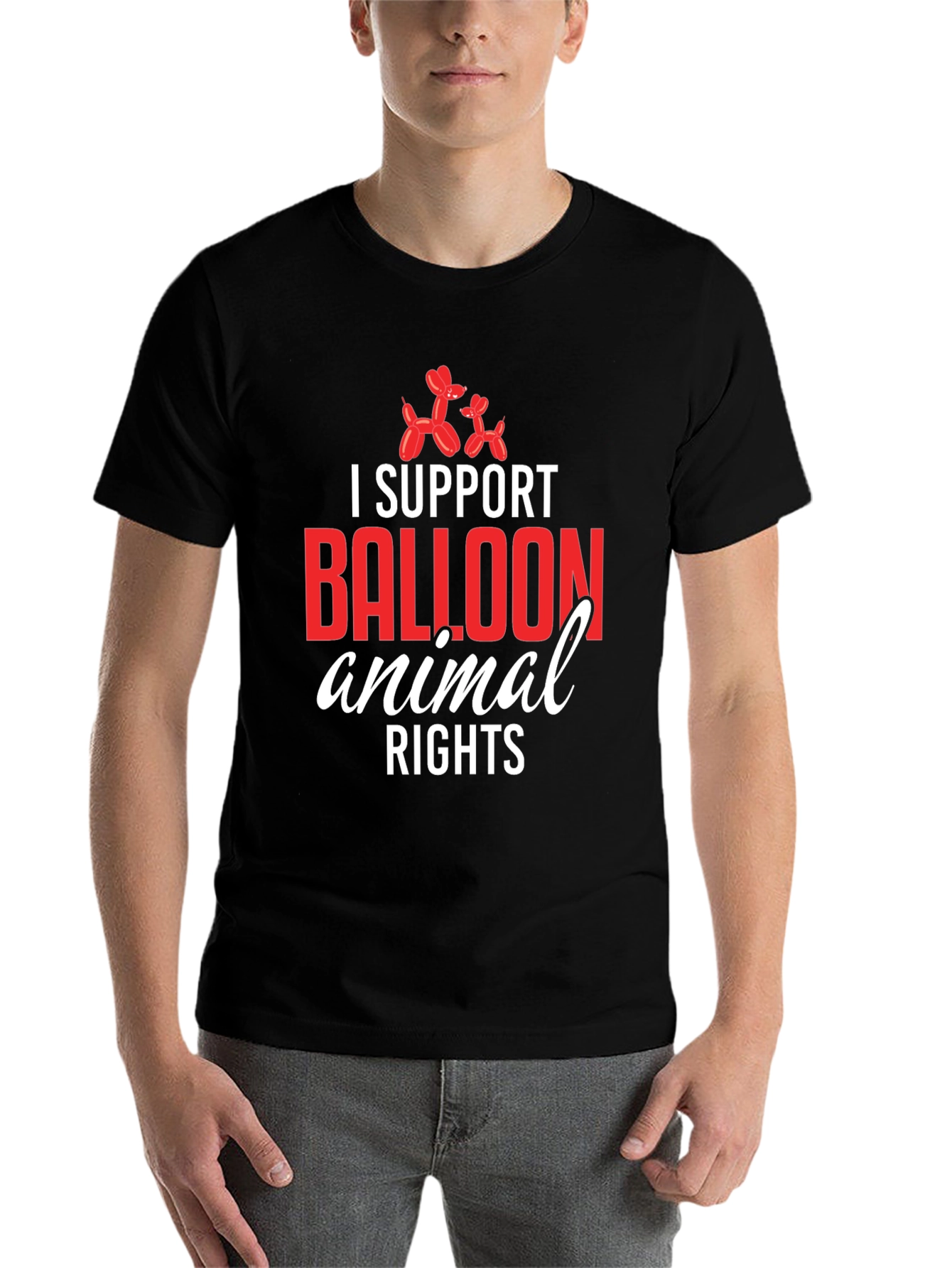 Black I Support Balloon Animal Rights T-Shirt view 7