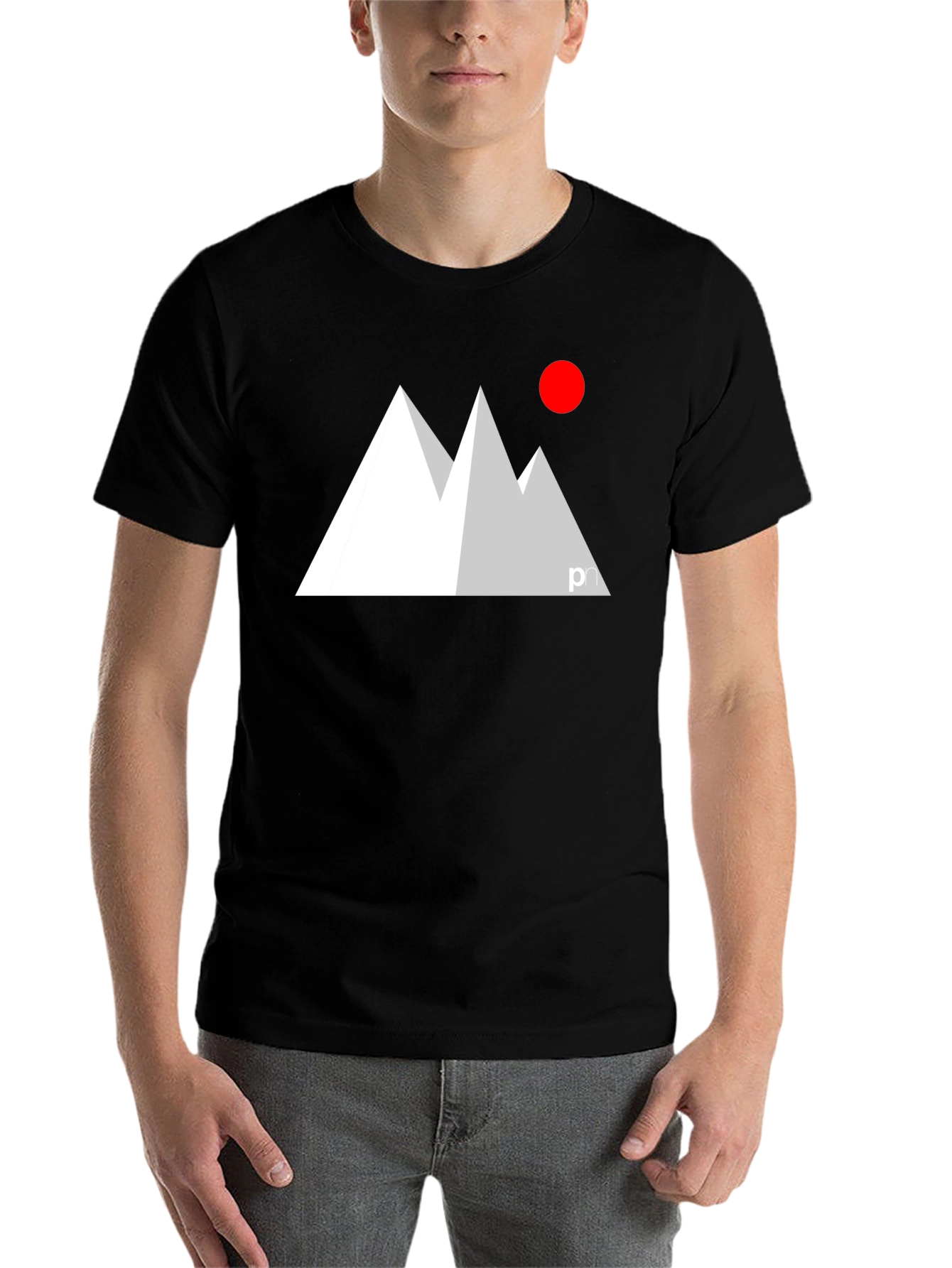 Black Modern Mountain Graphic Tee - Black view 7
