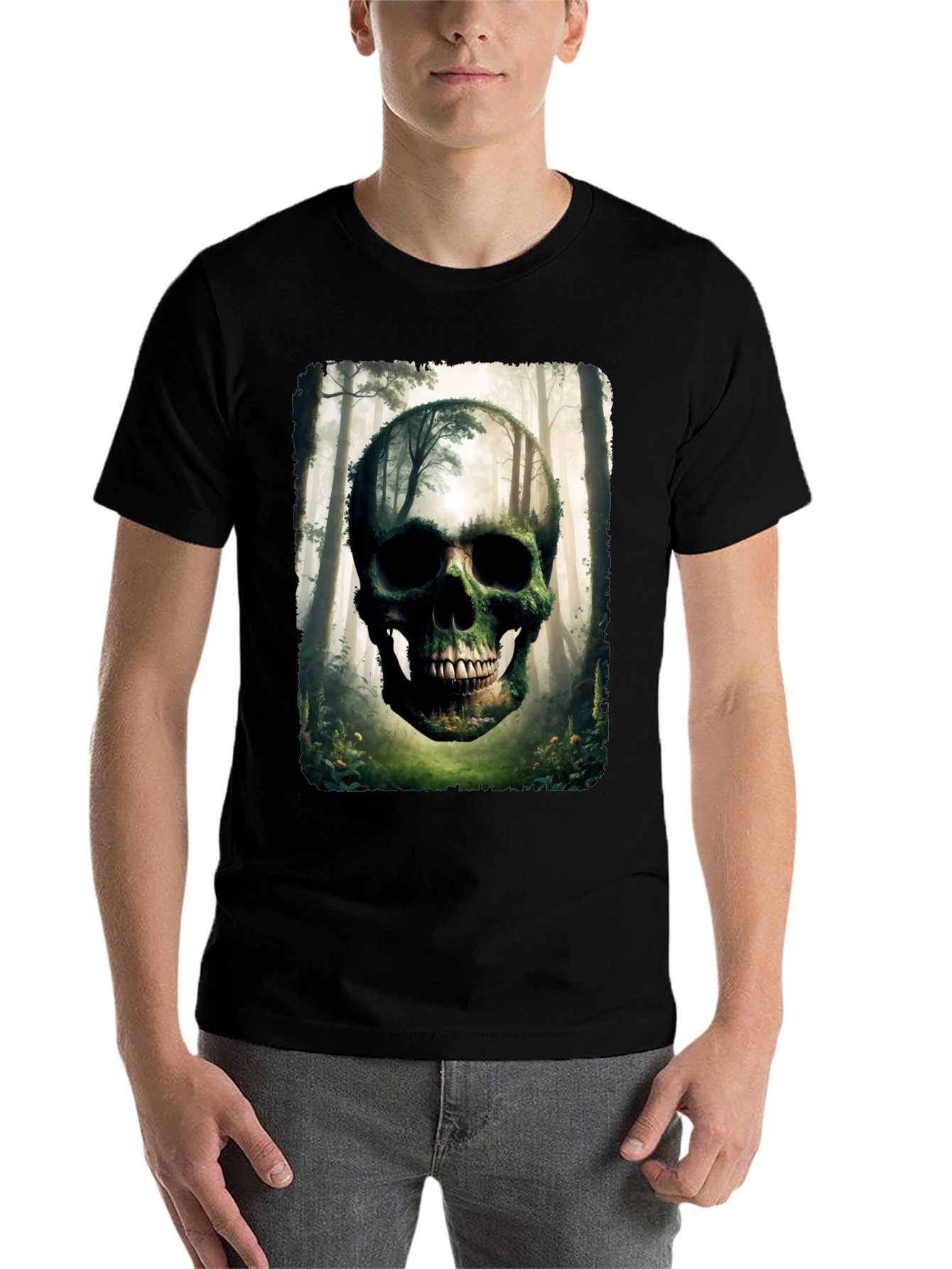Nature Skull Graphic Tee - Unique Forest Design T-Shirt - 7