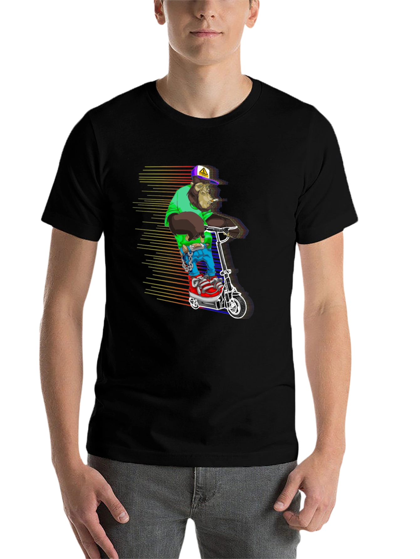 Black Cool Ape Scooter Graphic Tee - Black view 7