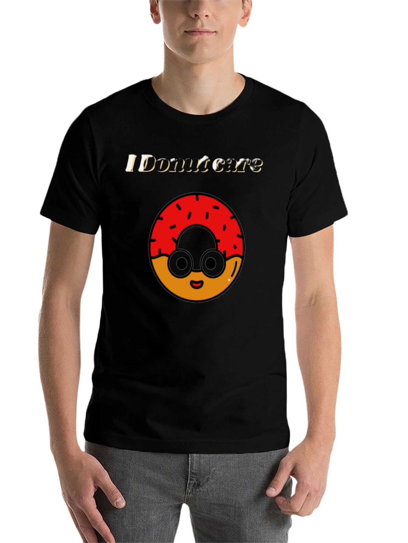 Black Funny Donut Care Graphic T-Shirt view 7