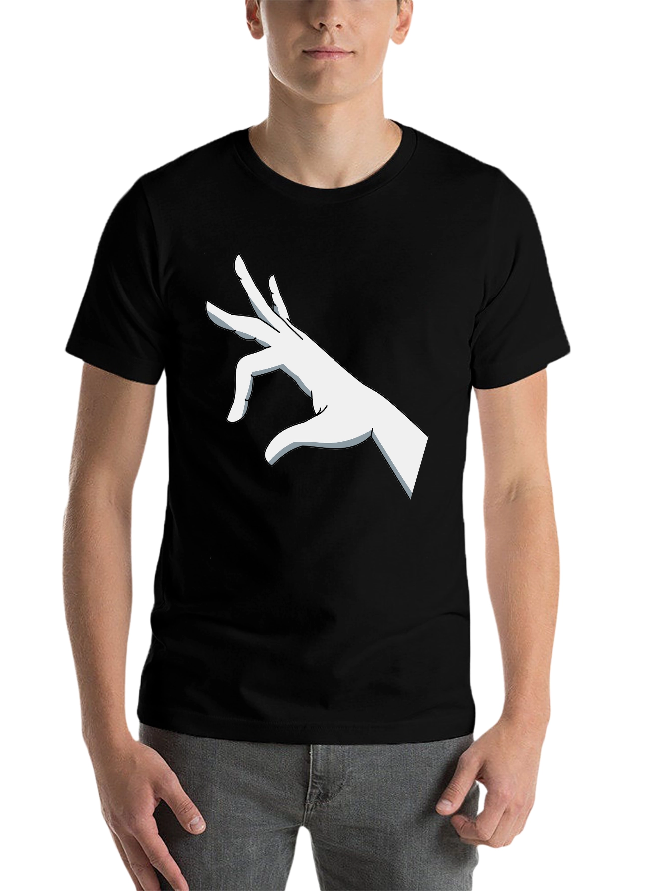Black Graphic Hand Gesture Black T-Shirt view 7