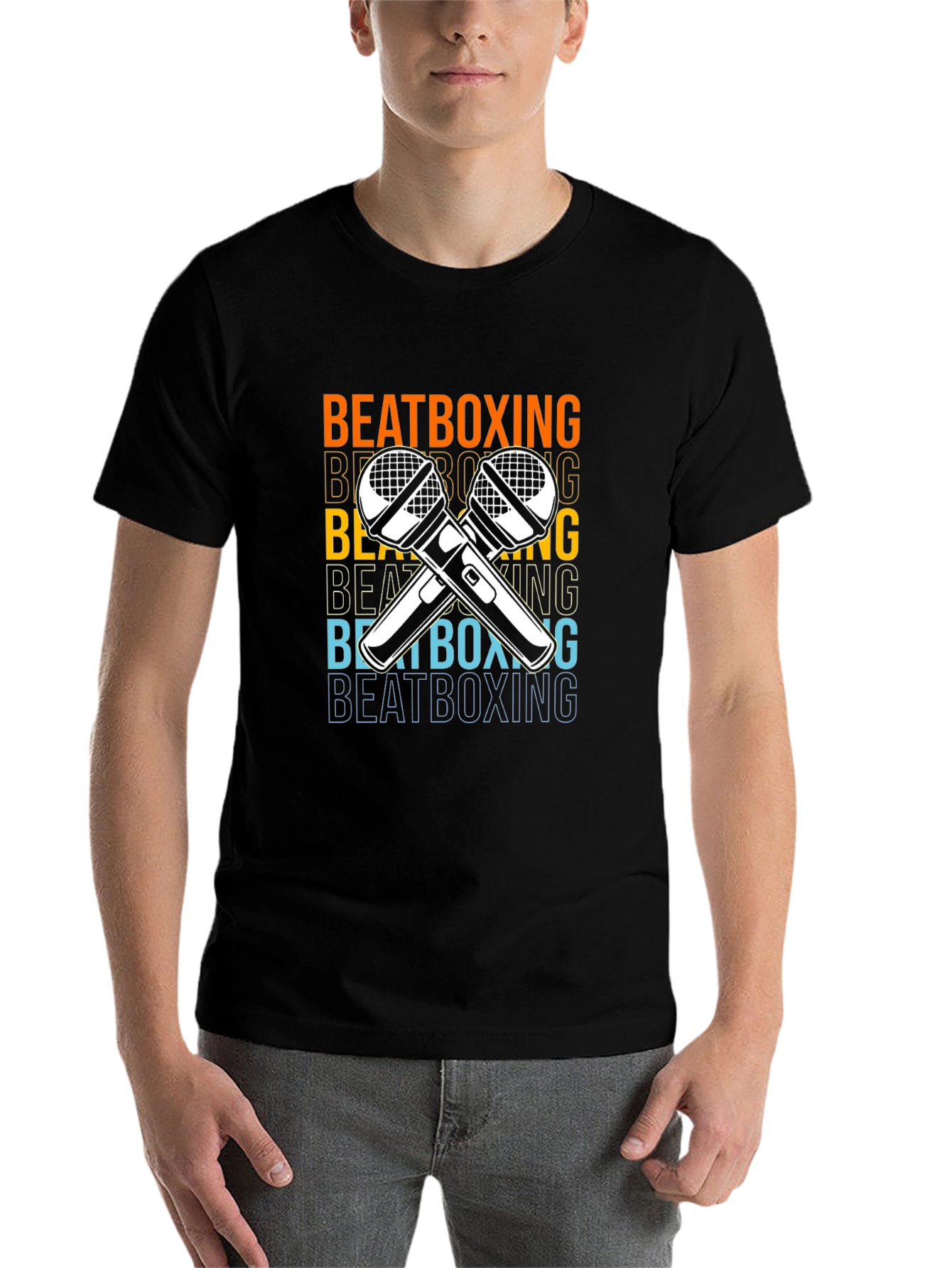 Black Beatboxing Microphone Graphic Tee view 7