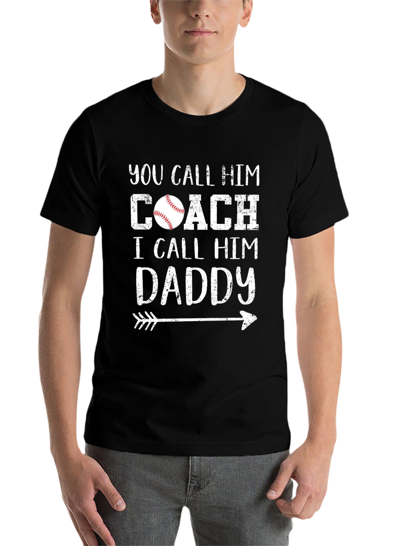Black Baseball Coach Daddy T-Shirt view 7