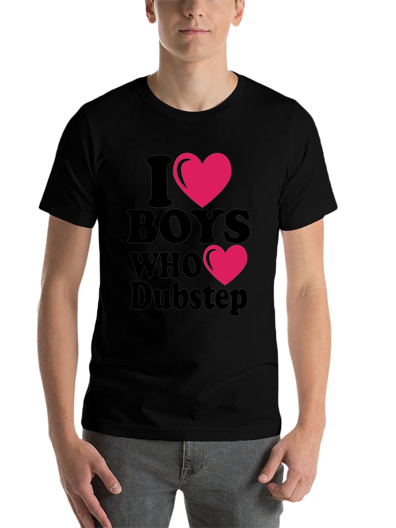 Black I Heart Boys Who Dubstep Black T-Shirt view 7