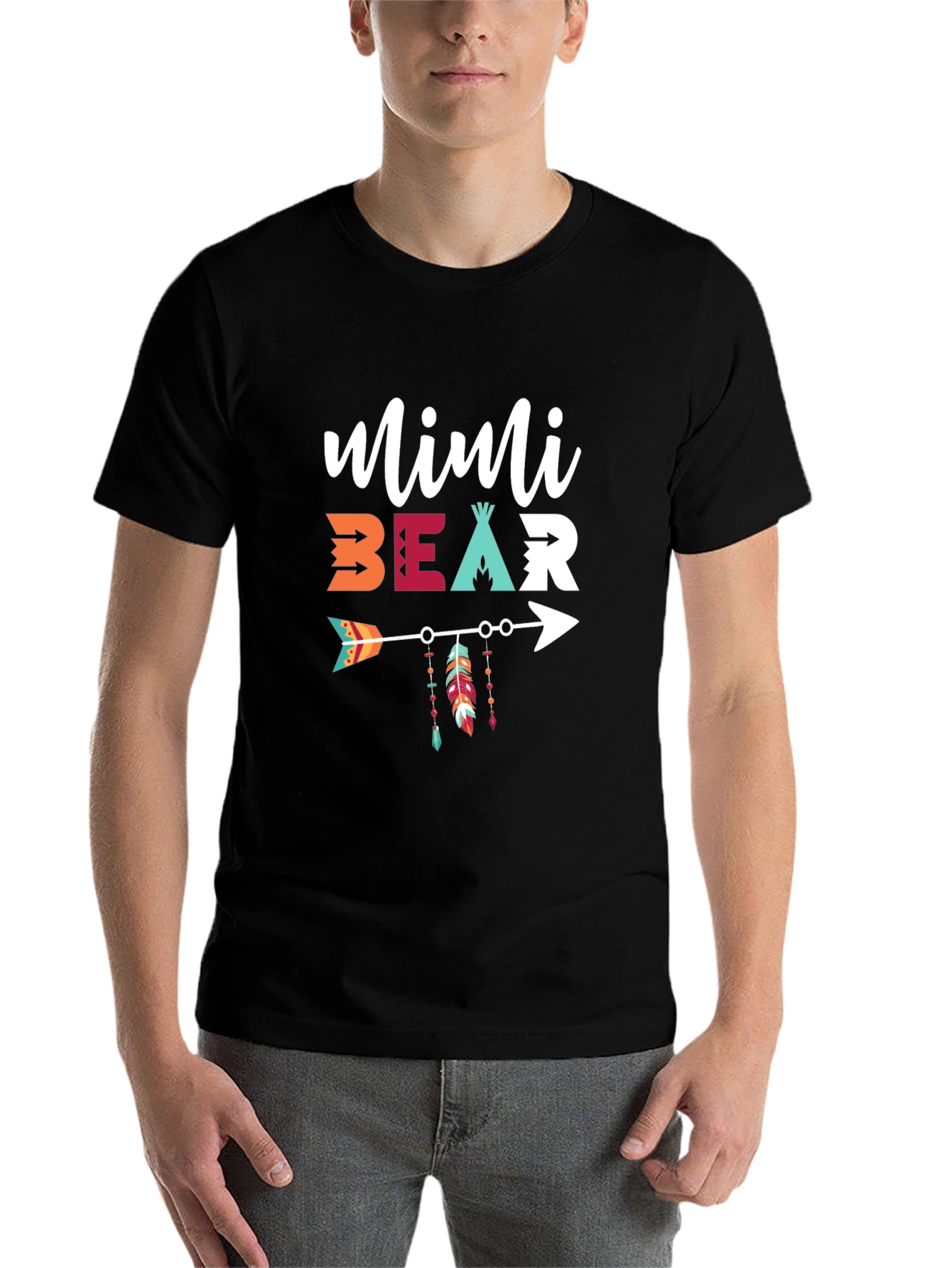 Black Mimi Bear Arrow Graphic T-Shirt view 7