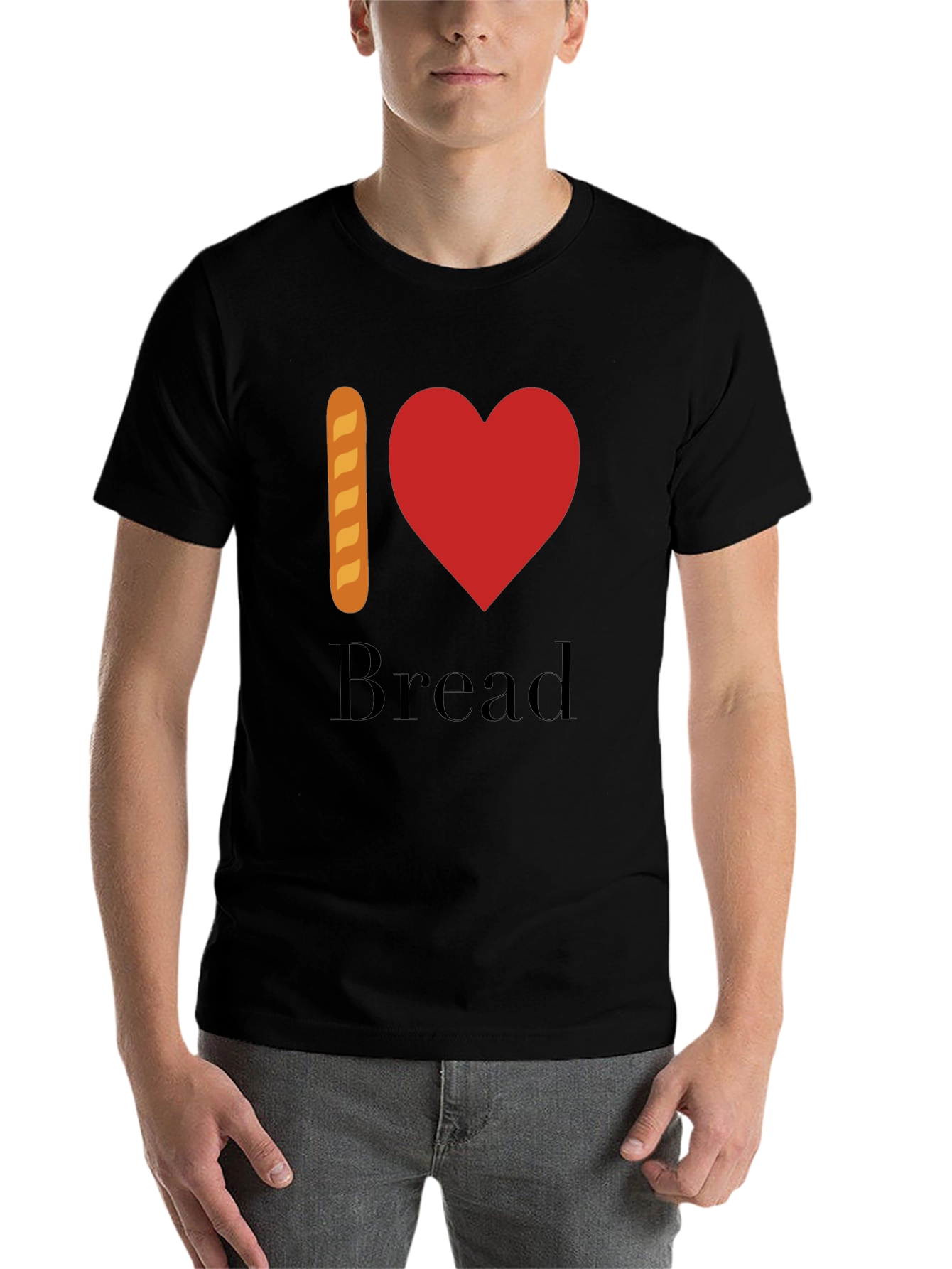 Black I Love Bread T-Shirt - Novelty Foodie Tee view 7