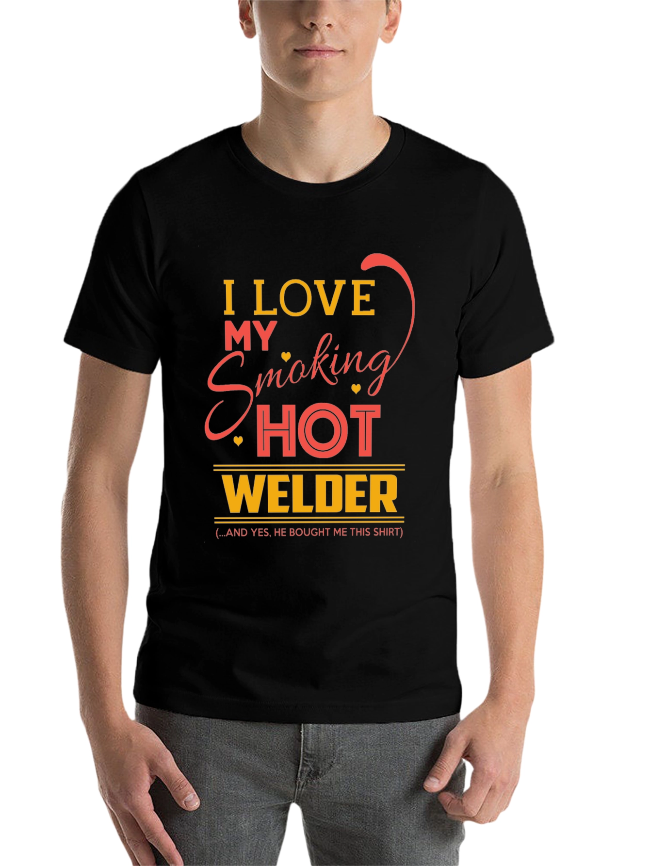 Black I Love My Smoking Hot Welder Graphic T-Shirt view 7