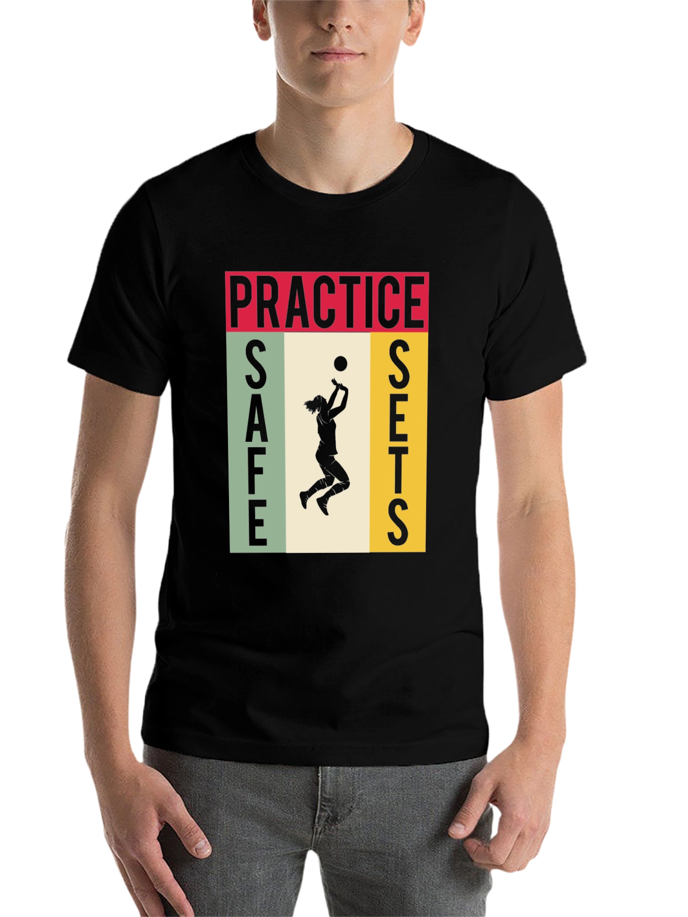Black Practice Safe Sets Volleyball Graphic Tee view 7