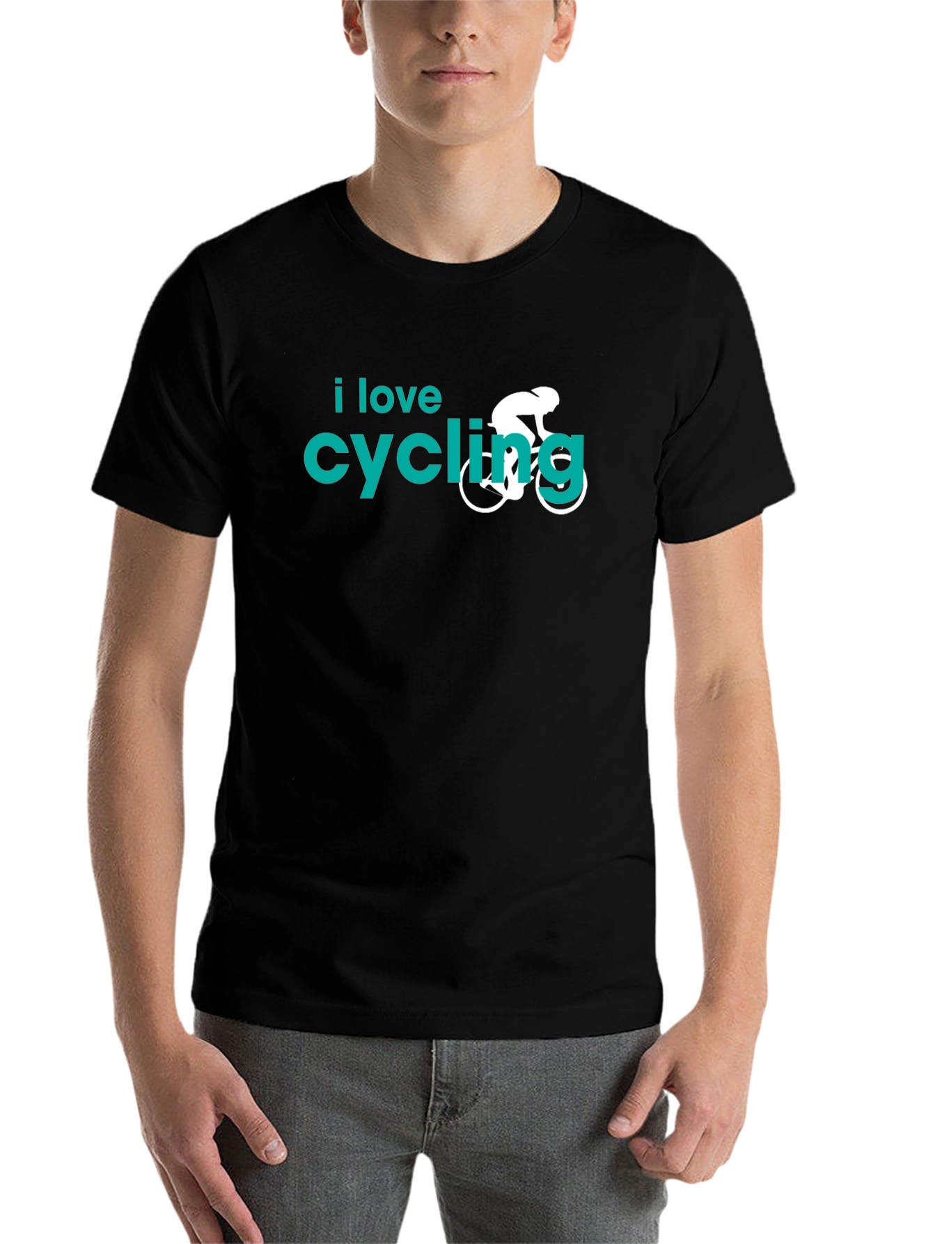 Black I Love Cycling Graphic T-Shirt - Black view 7
