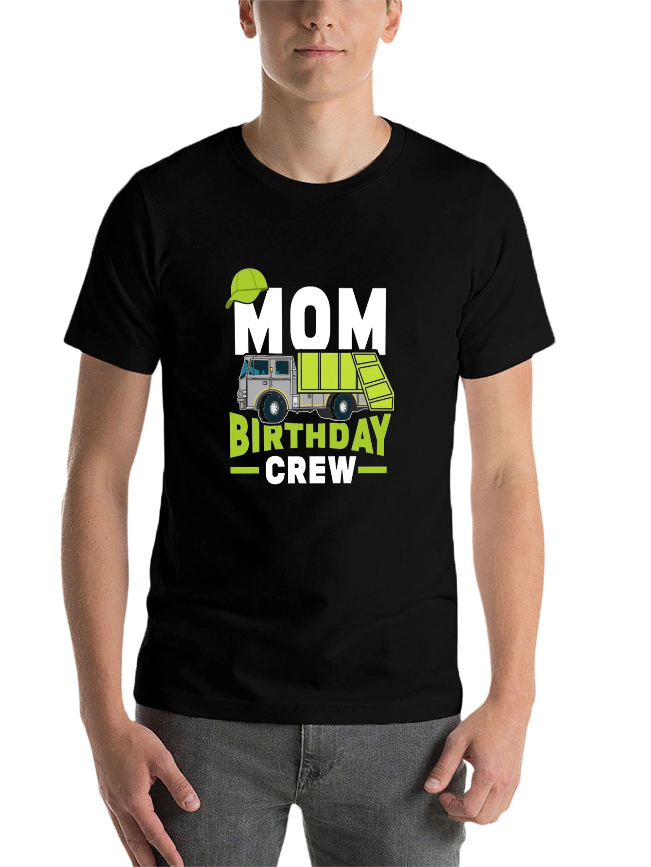 Black Mom Birthday Crew Garbage Truck T-Shirt view 7