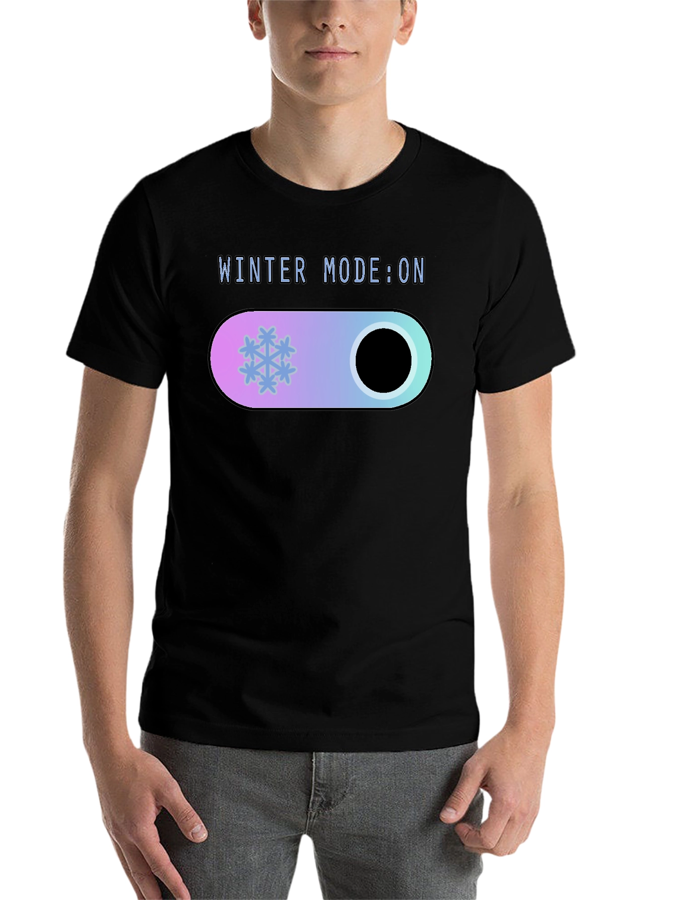 Black Winter Mode On Black T-Shirt view 7
