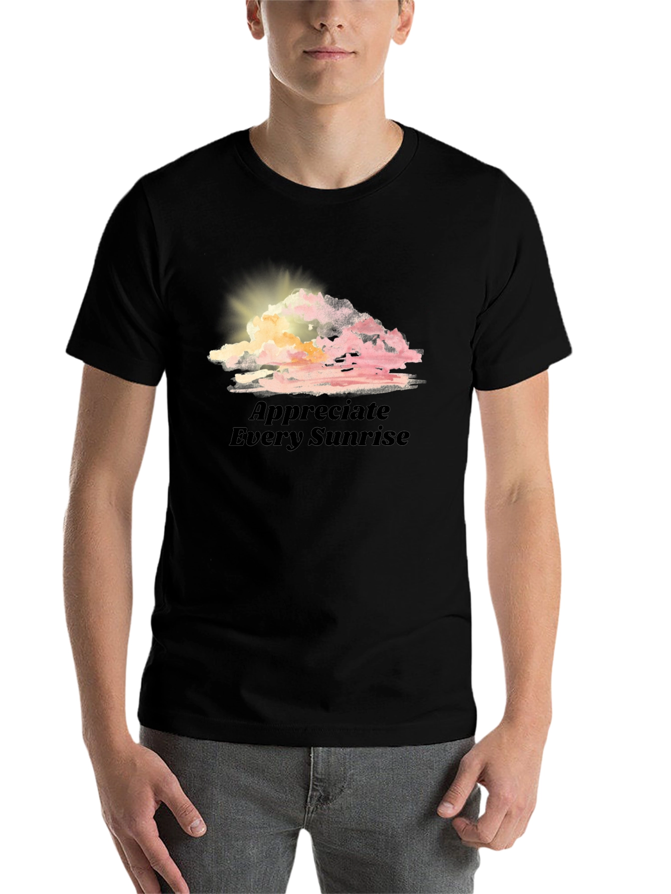 Black Sunrise Cloud Graphic Tee - Appreciate Every Sunrise view 7