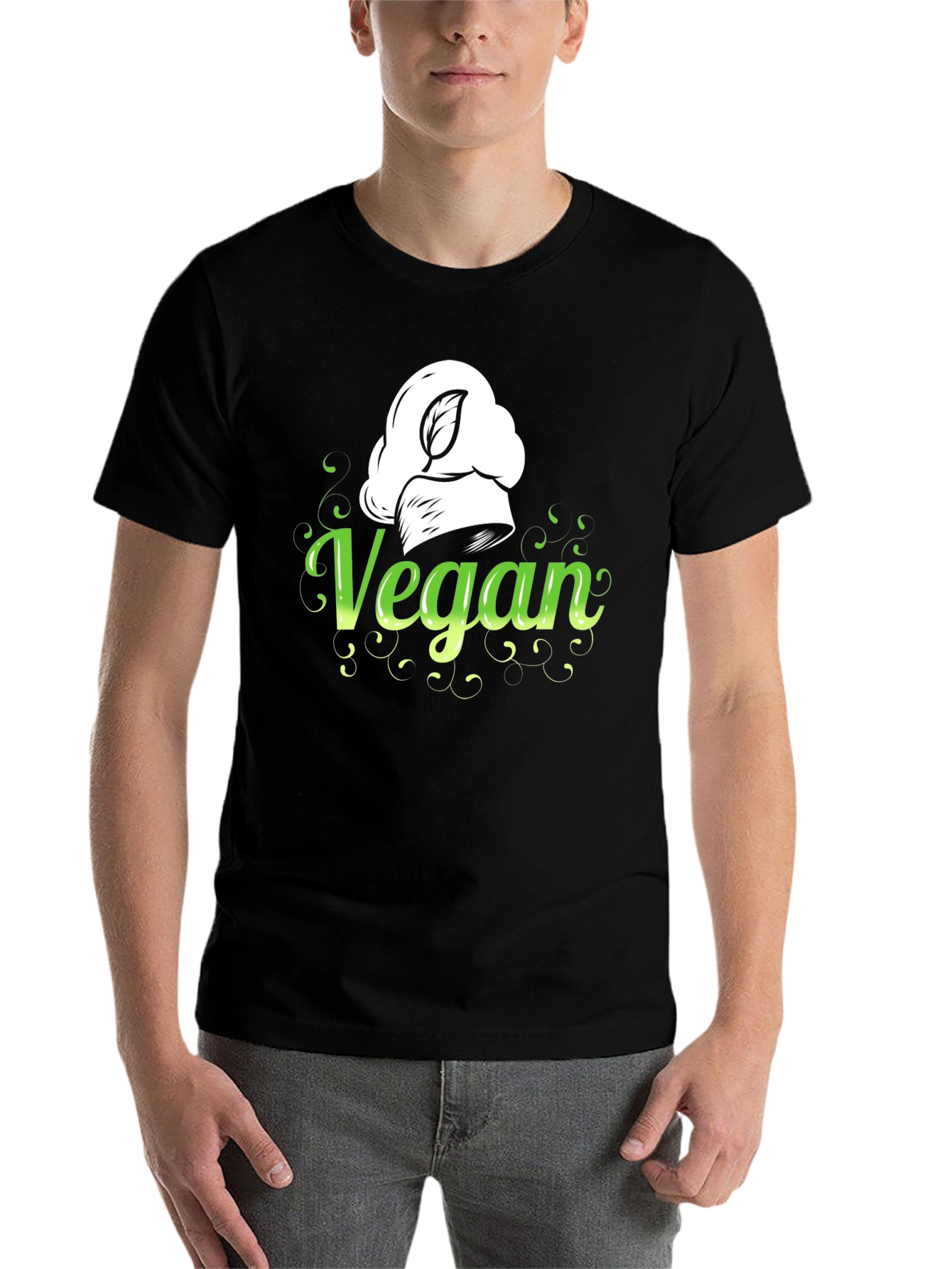 Black Vegan Chef Hat Graphic Tee - Stylish & Comfortable view 7