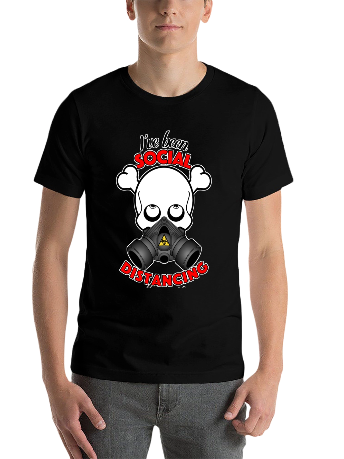 Black Social Distancing T-Shirt - Funny Skull & Mask Tee view 7