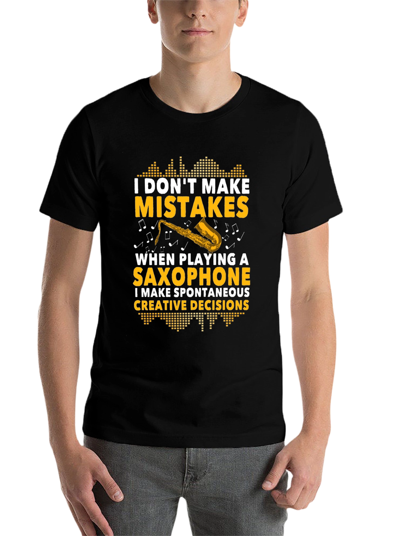 Black Saxophone Player's Creative Decision T-Shirt view 7