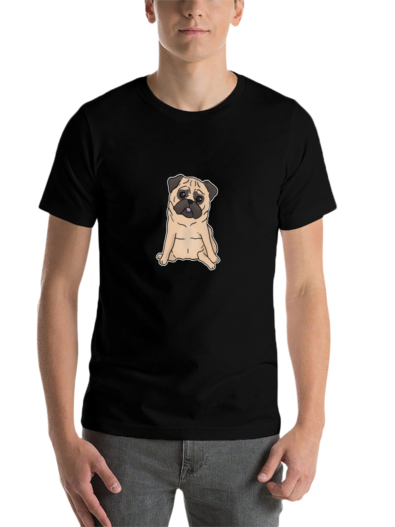 Black Pug Graphic T-Shirt - Black Cotton Tee view 7