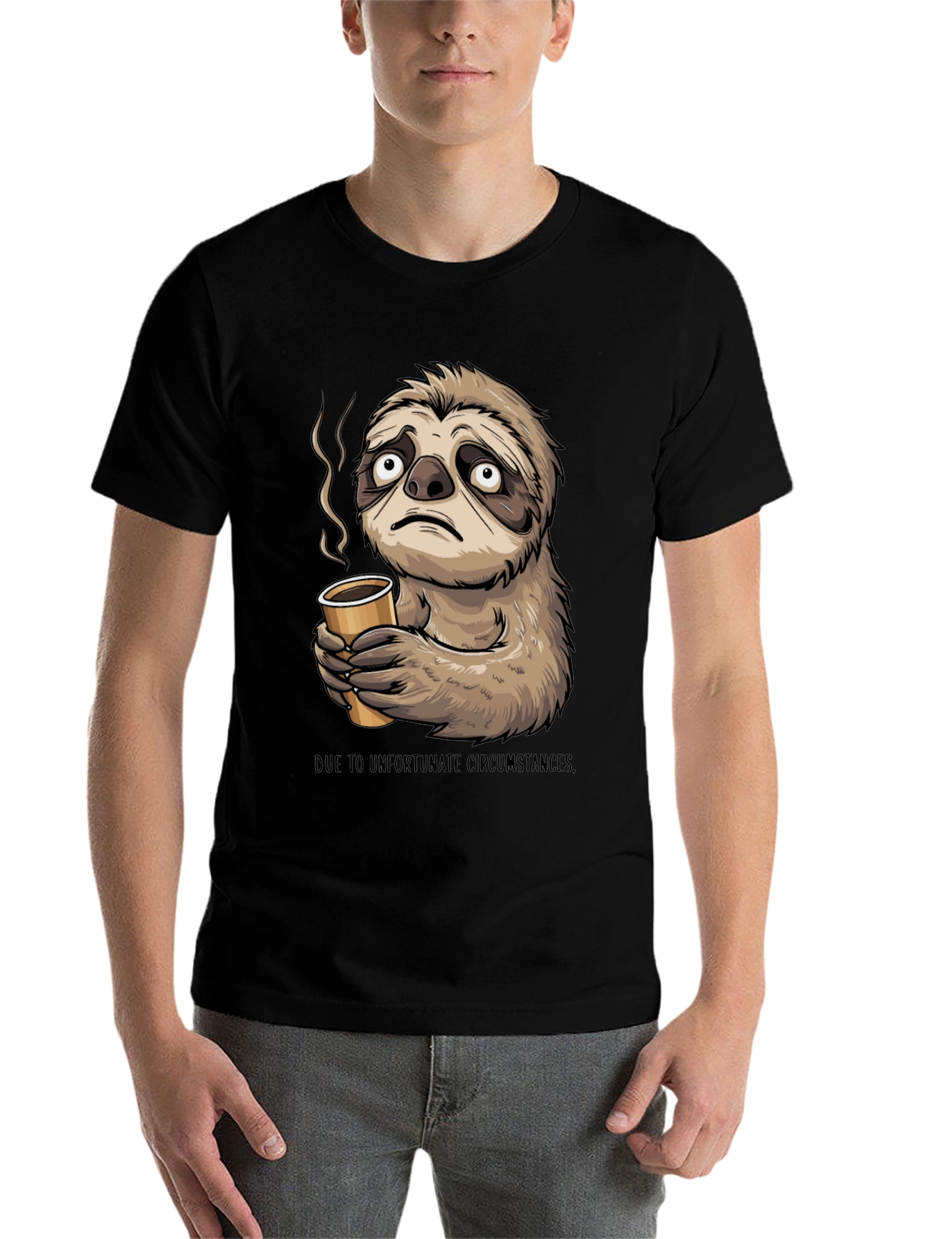 Black Sloth Coffee T-Shirt - Unfortunate Circumstances view 7