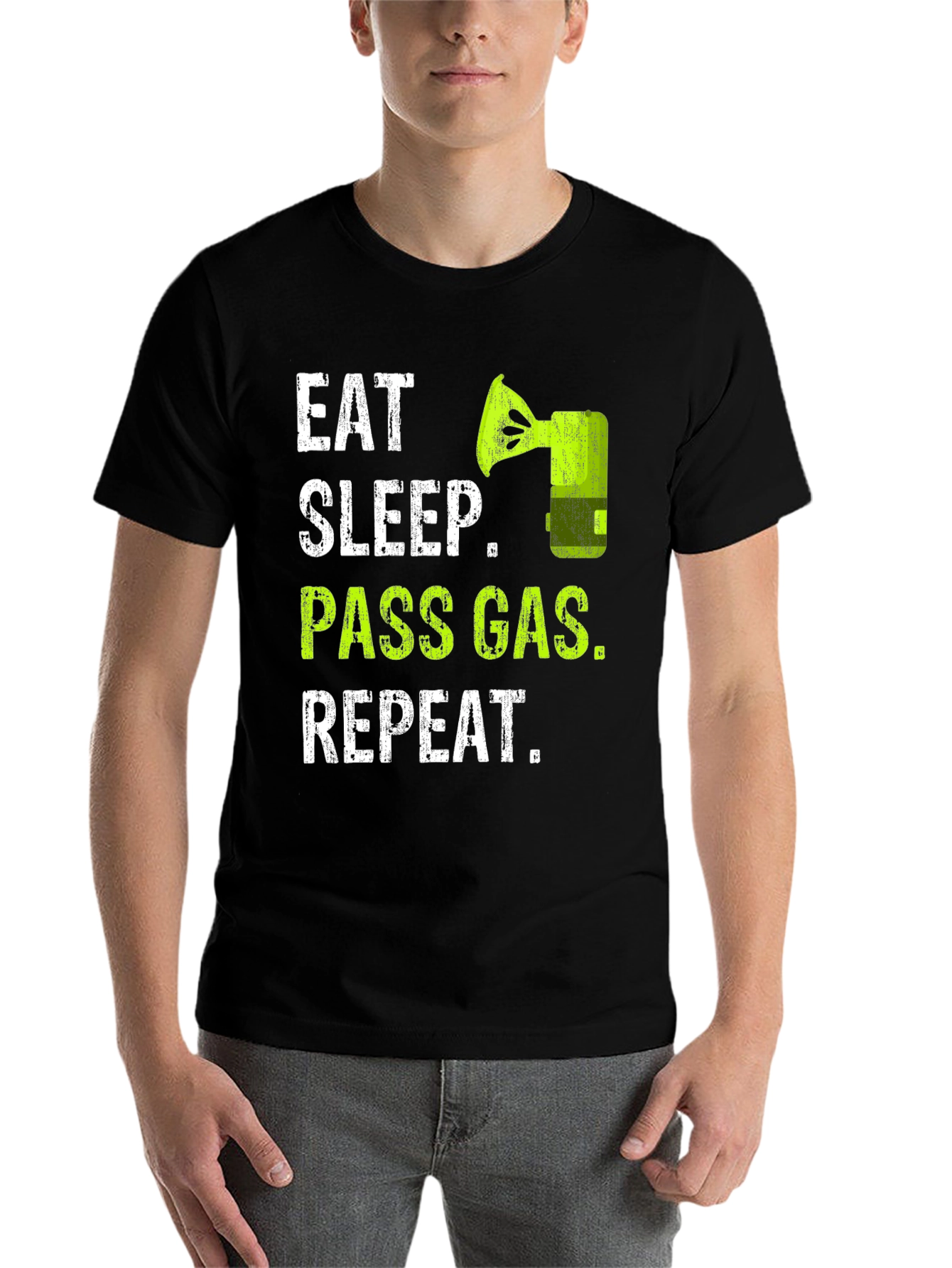 Black Eat Sleep Pass Gas Repeat Funny T-Shirt view 7