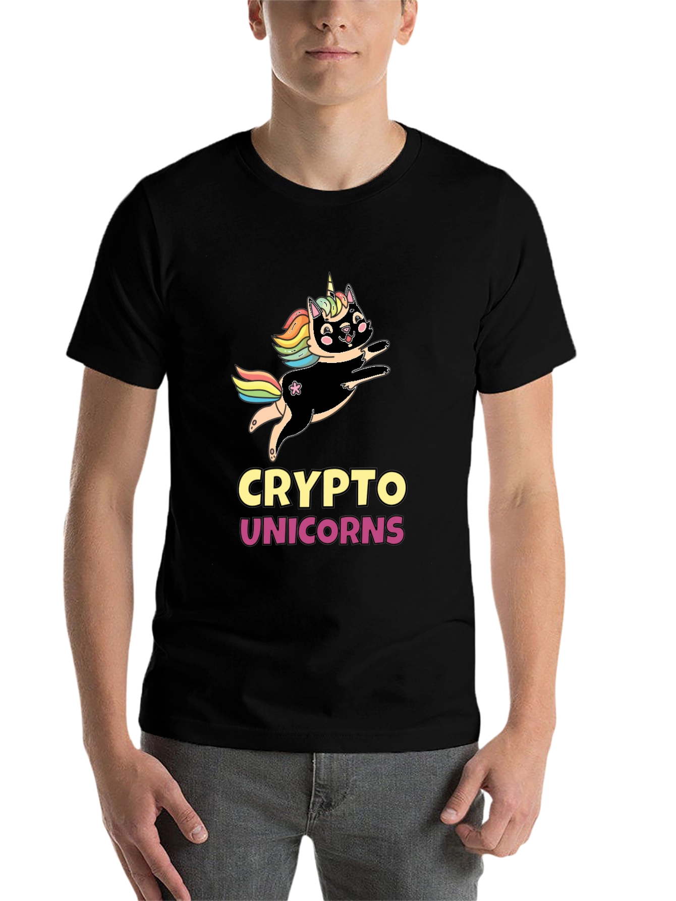Black Crypto Unicorns Black T-Shirt view 7