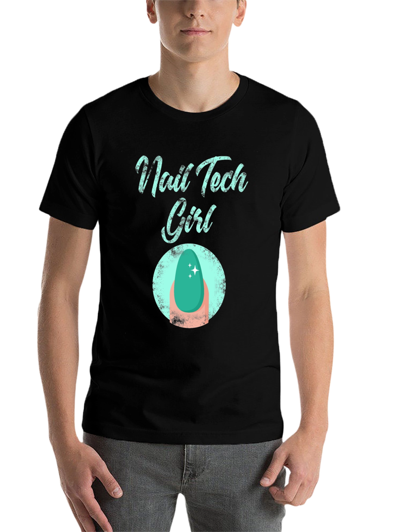 Black Nail Tech Girl T-Shirt - Fashionable Graphic Tee view 7