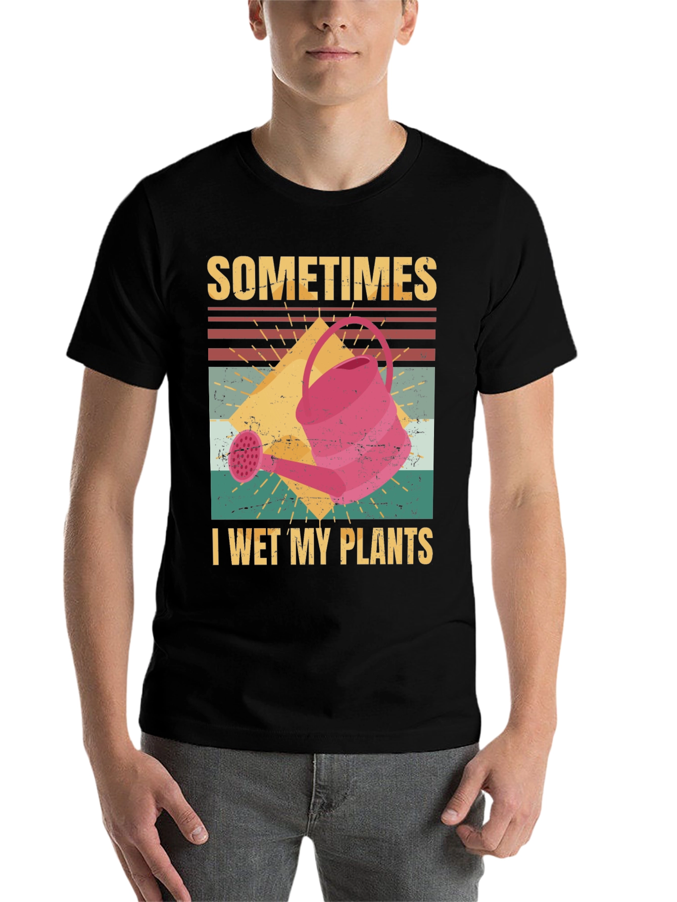 Black Funny Gardening T-Shirt - I Wet My Plants view 7