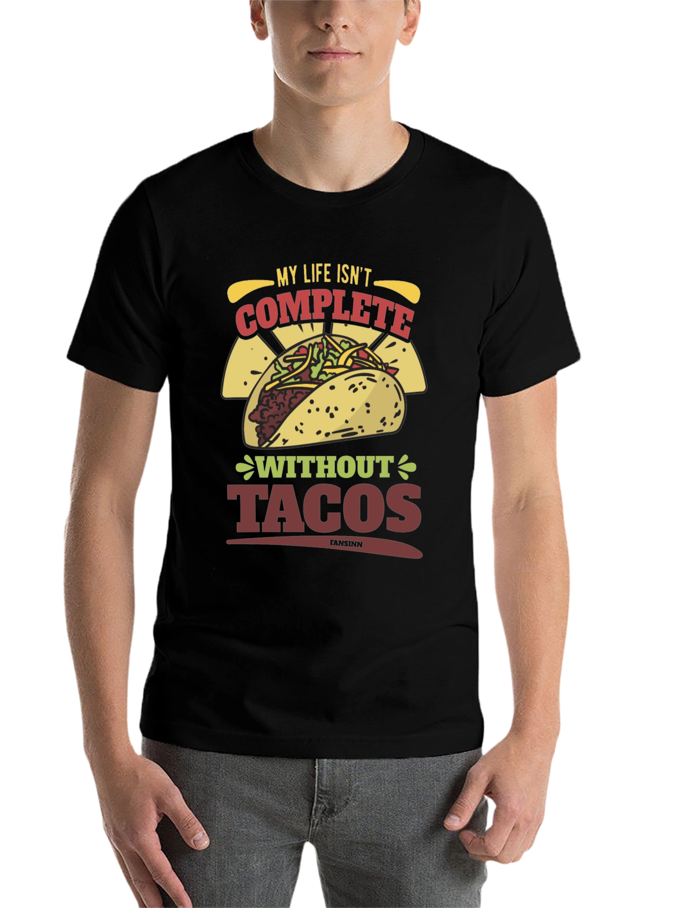 Black Taco Lover T-Shirt - My Life Isn't Complete Without Tacos view 7