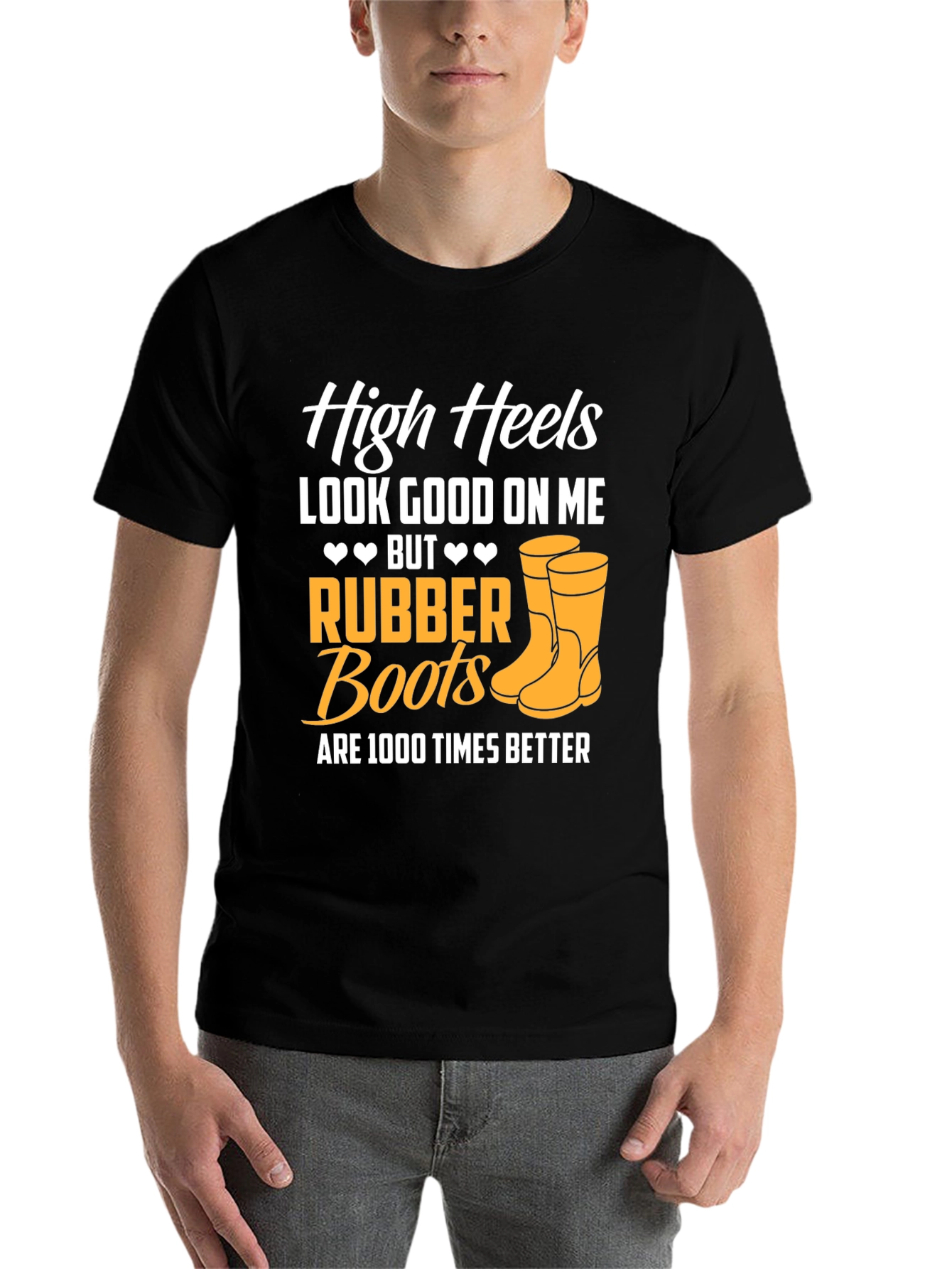 Black Rubber Boots Graphic T-Shirt view 7