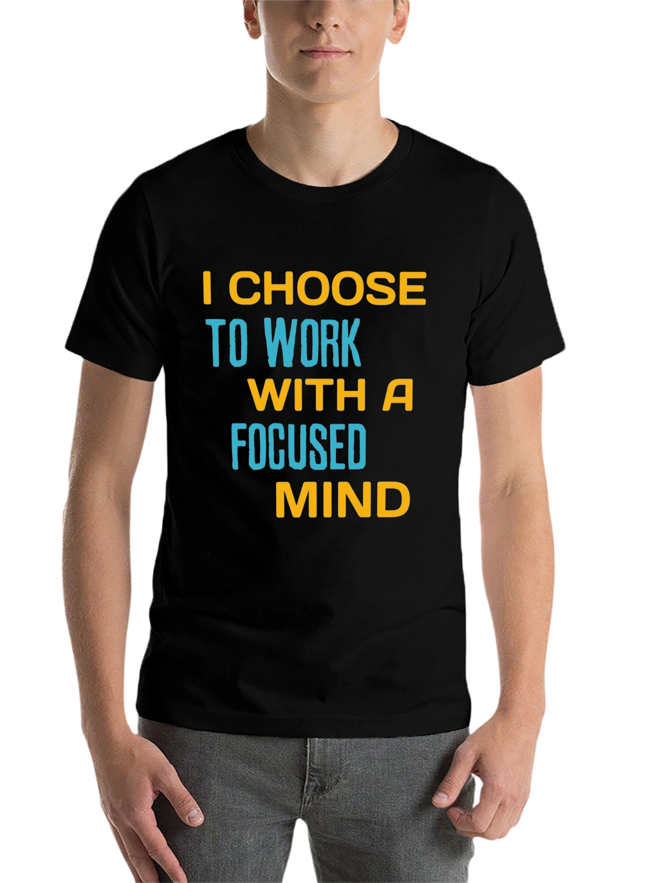 Black Focused Mind T-Shirt - Motivational Black Tee view 7