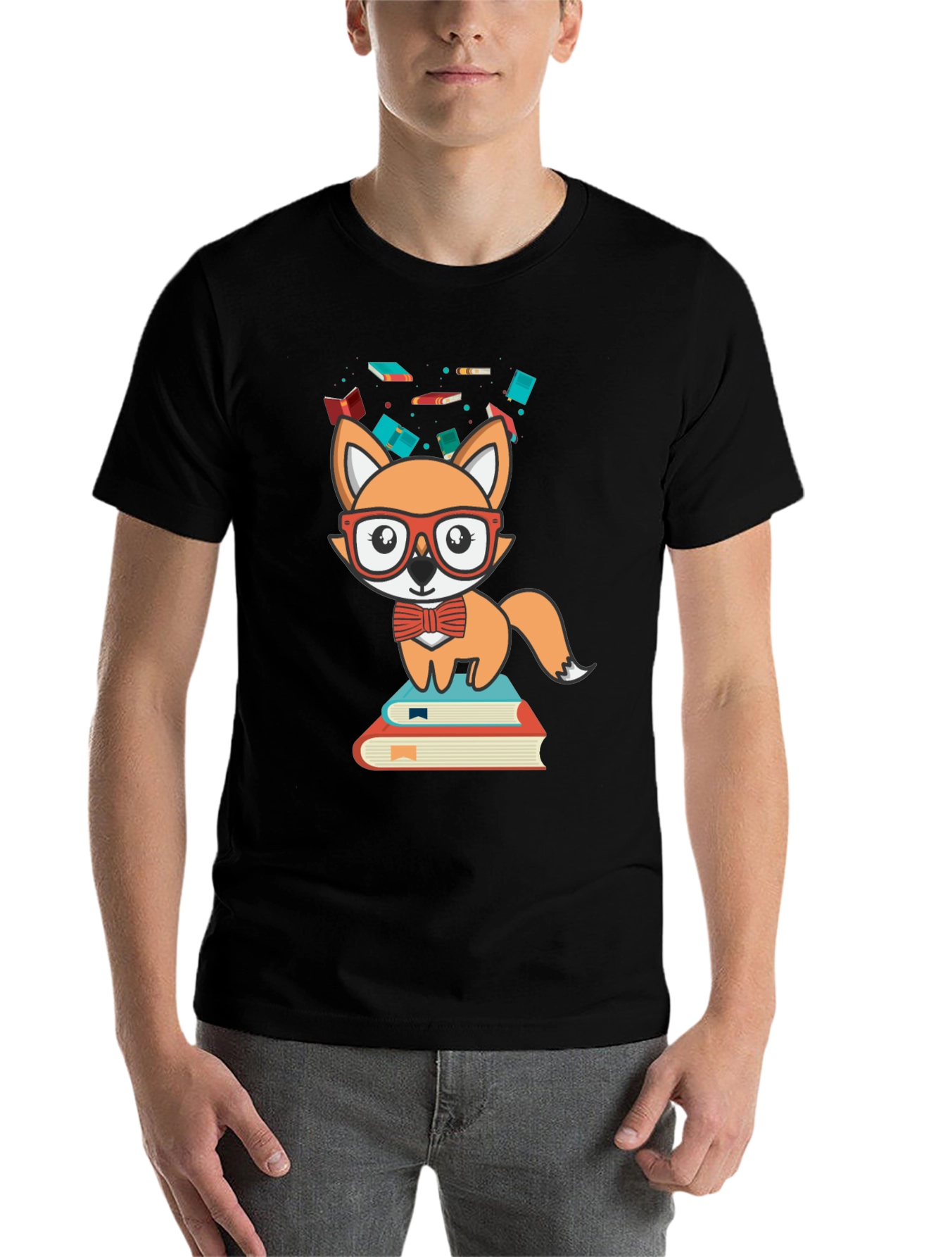 Black Fox Reader Graphic Tee - Cute Bookworm Shirt view 7