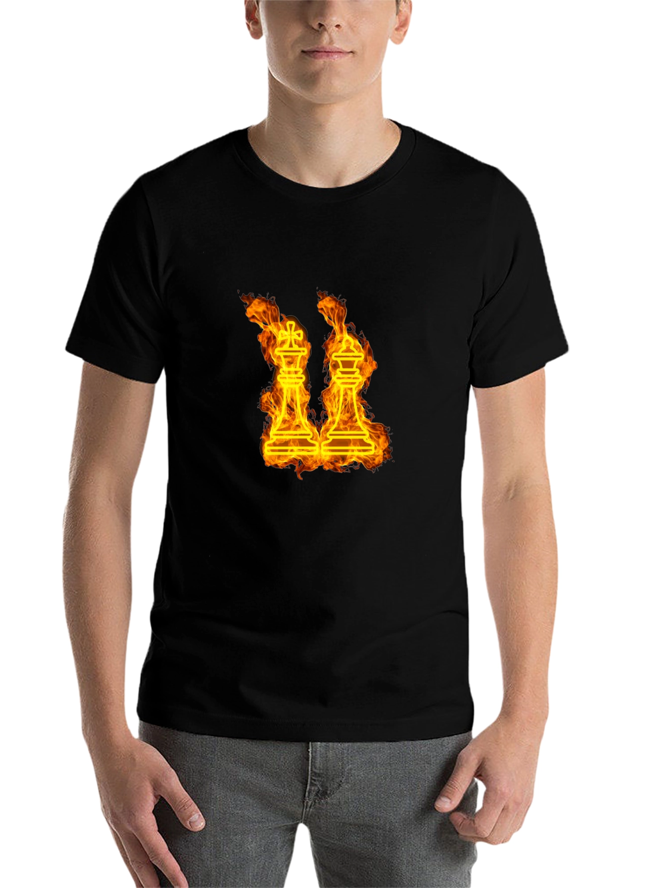 Black Fiery Chess Kings T-Shirt view 7