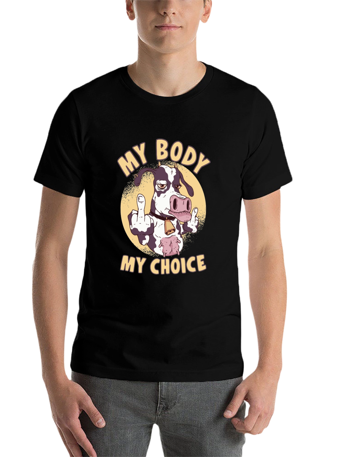 Black My Body My Choice Cow Graphic Tee view 7