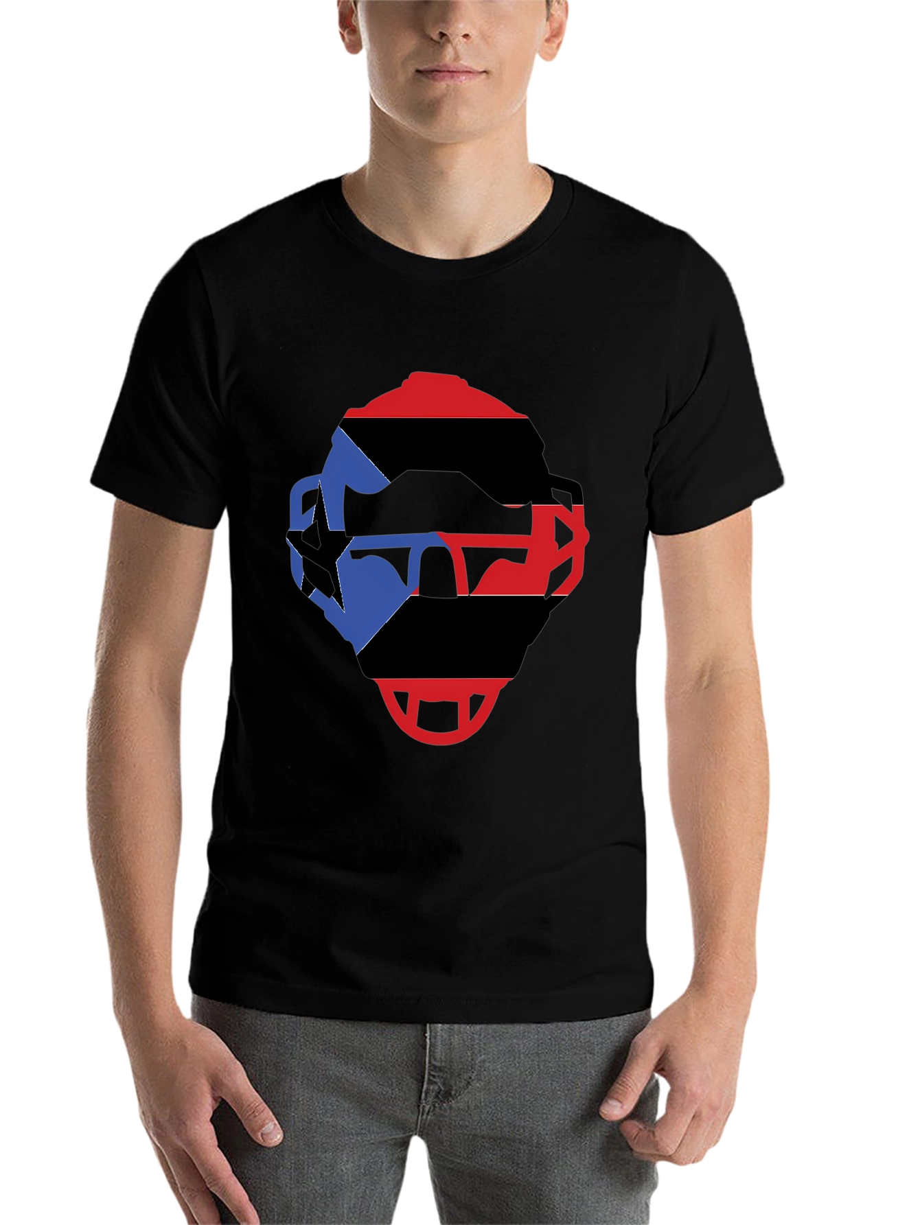 Black Helmet Graphic T-Shirt - Bold Colors view 7